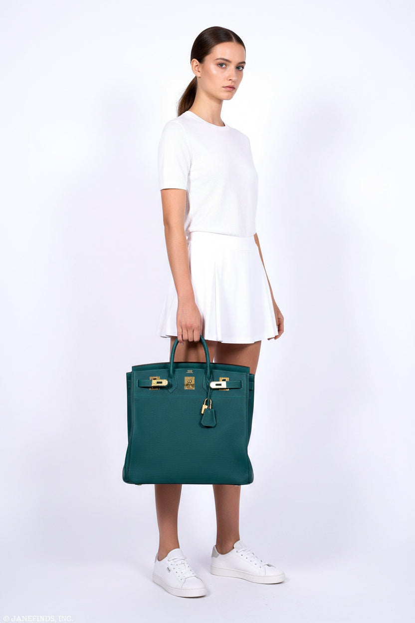 Hermès HAC Birkin 40 Malachite Togo with Gold Hardware