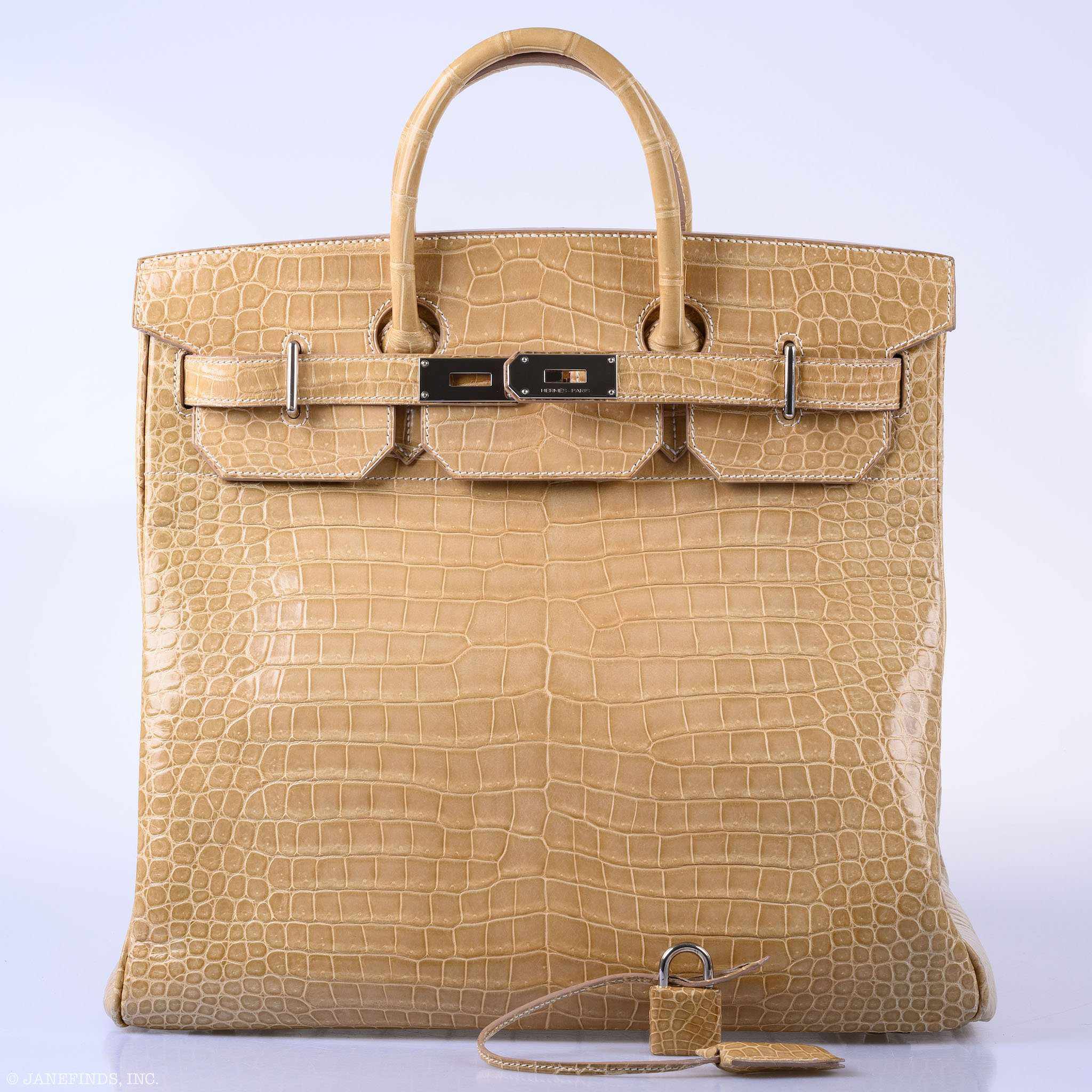Hermès HAC Birkin 40 Poussiere Porosus Crocodile Palladium Hardware