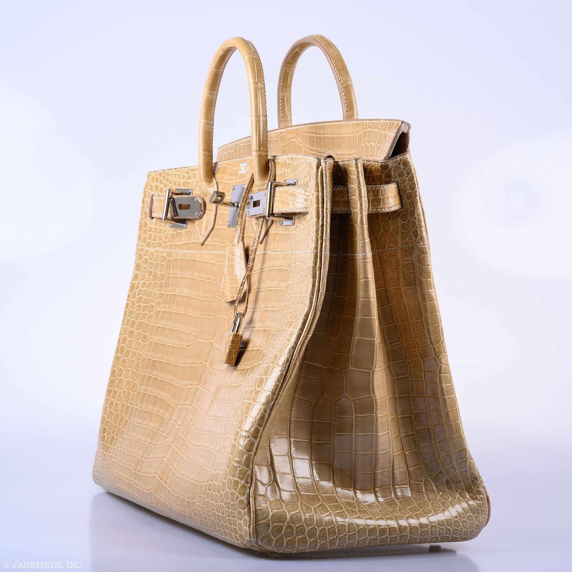 Hermès HAC Birkin 40 Poussiere Porosus Crocodile Palladium Hardware