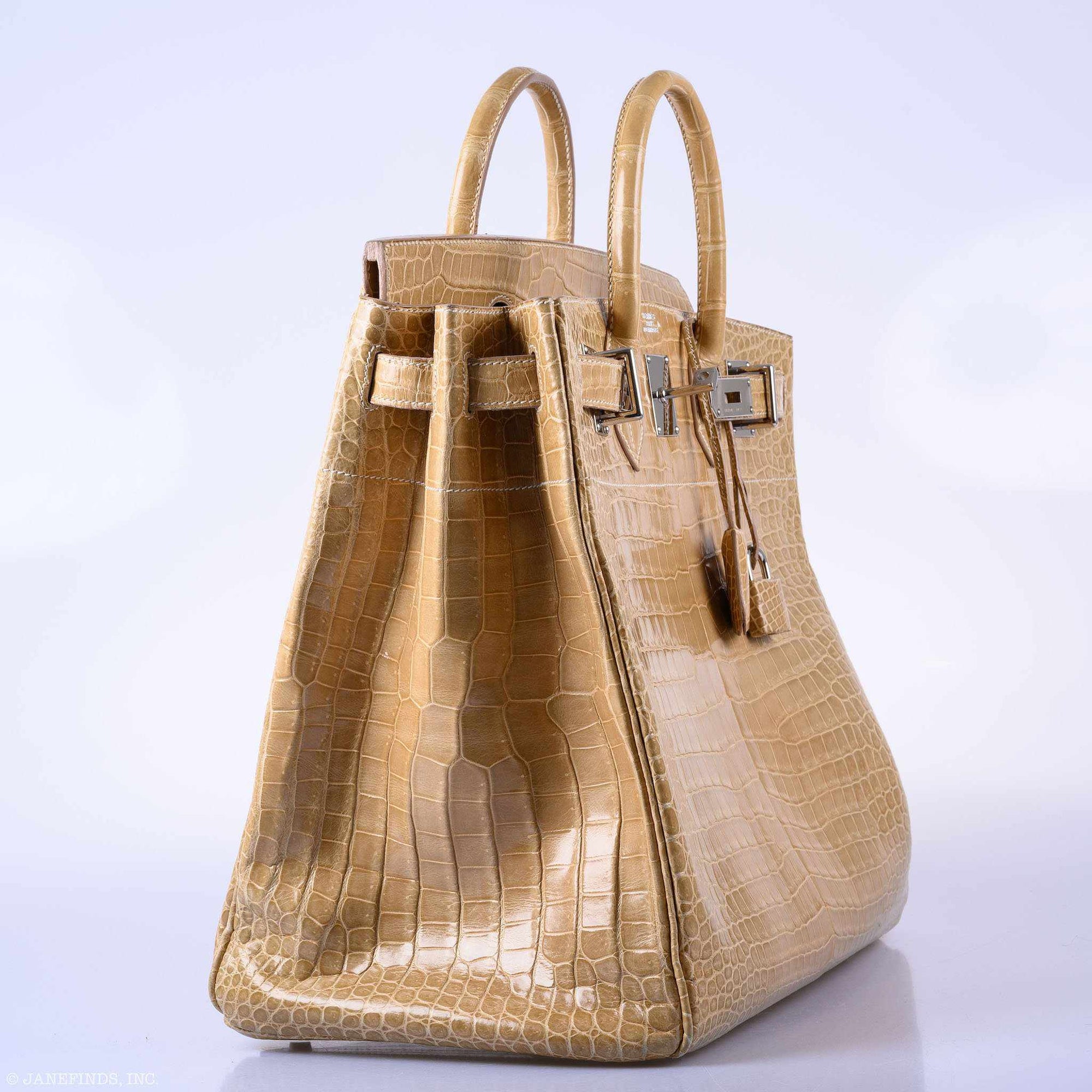 Hermès HAC Birkin 40 Poussiere Porosus Crocodile Palladium Hardware