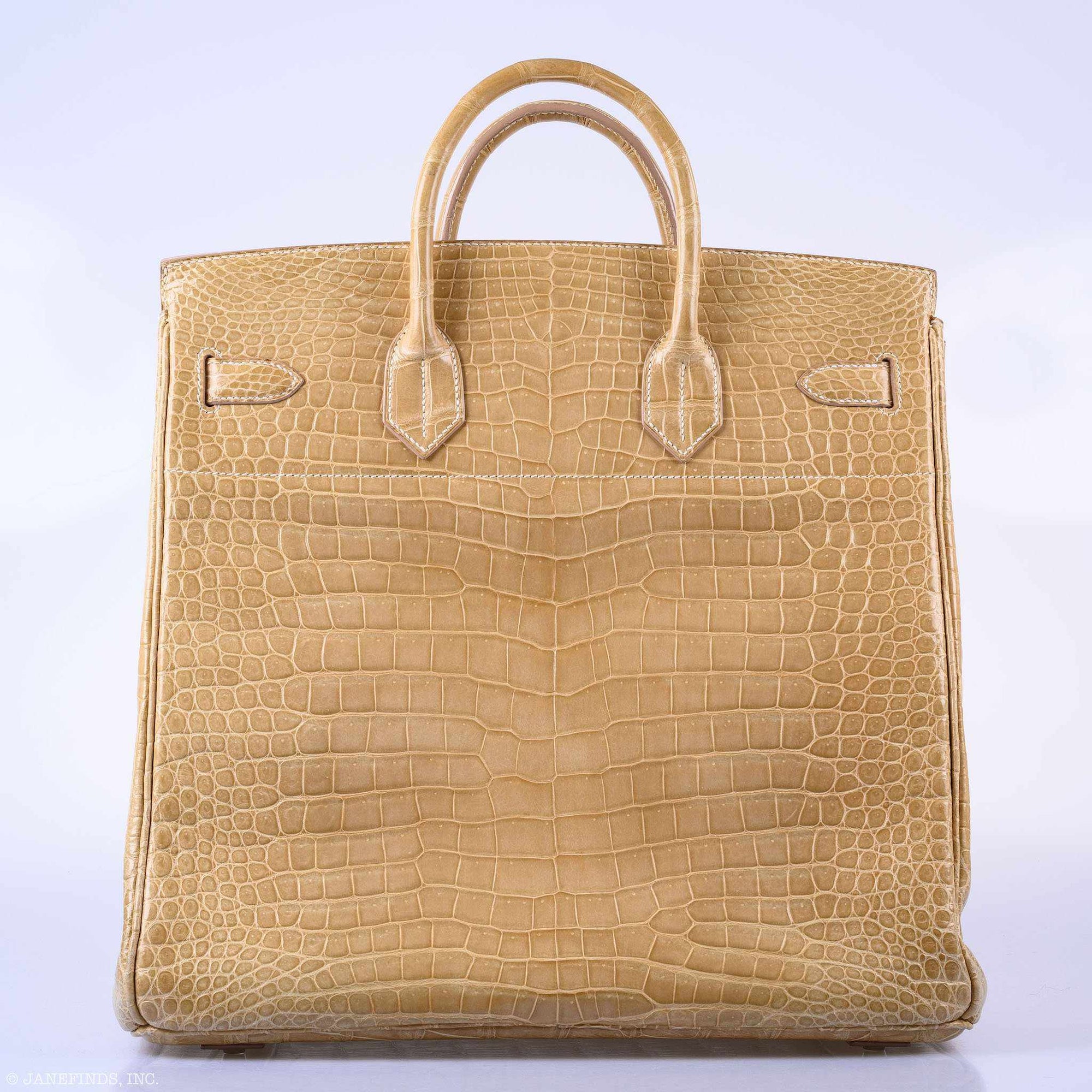 Hermès HAC Birkin 40 Poussiere Porosus Crocodile Palladium Hardware