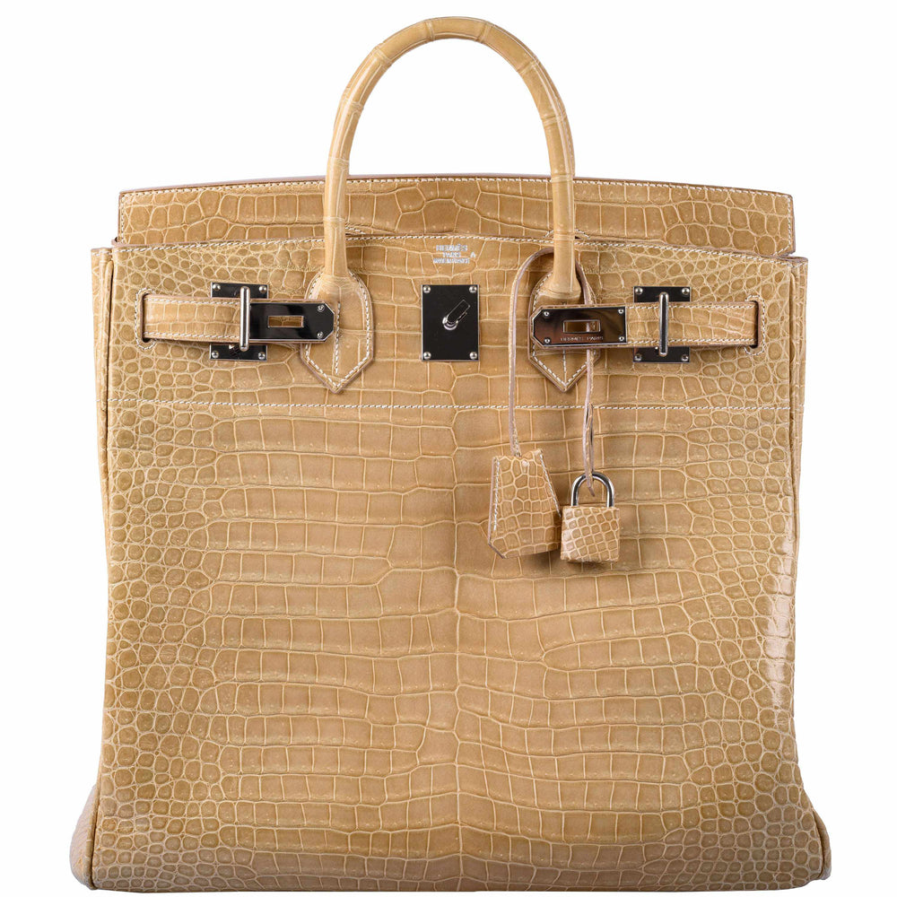 Hermès HAC Birkin 40 Poussiere Porosus Crocodile Palladium Hardware