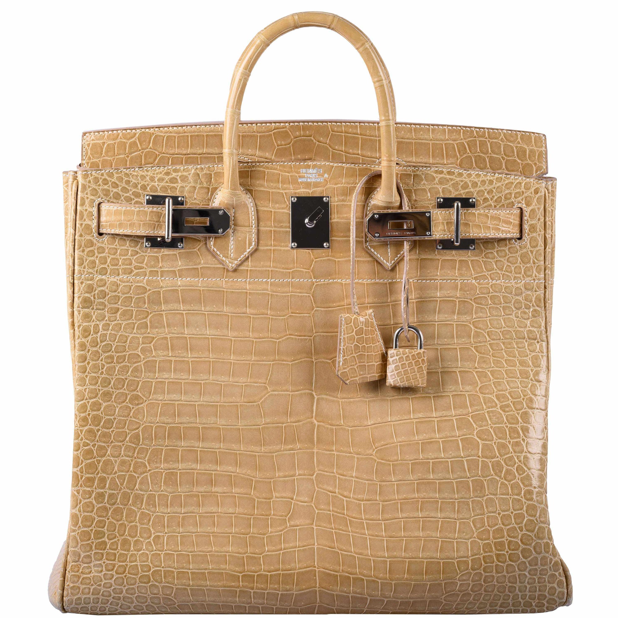 Hermès HAC Birkin 40 Poussiere Porosus Crocodile Palladium Hardware