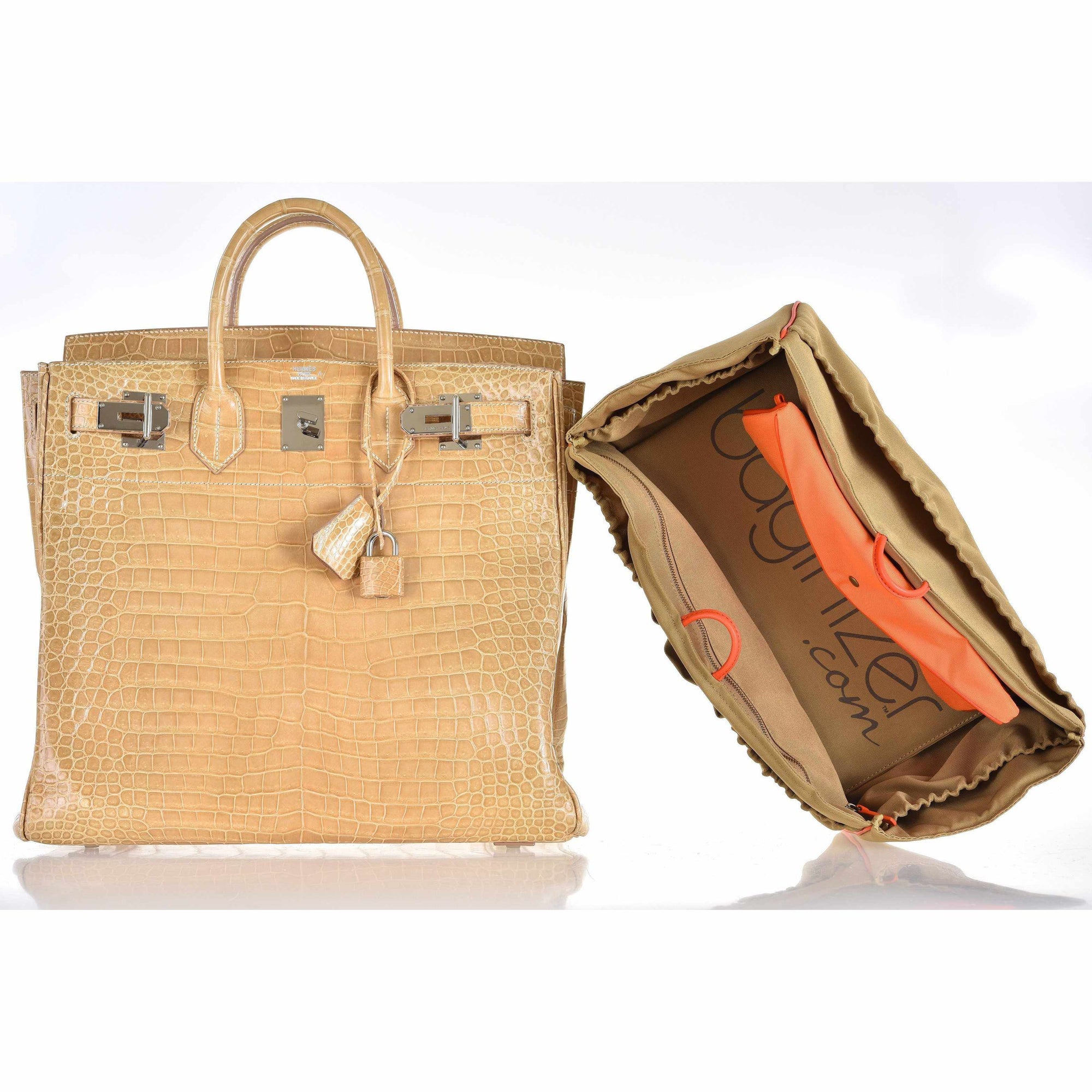 Hermès HAC Birkin 40 Poussière Shiny Porosus Crocodile Palladium Hardware