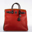Hermès HAC Birkin 40 Tri-Color Rouge Garance, Chocolat & Terre Battue Fjord Leather Ruthenium Hardware - 2006, J Square