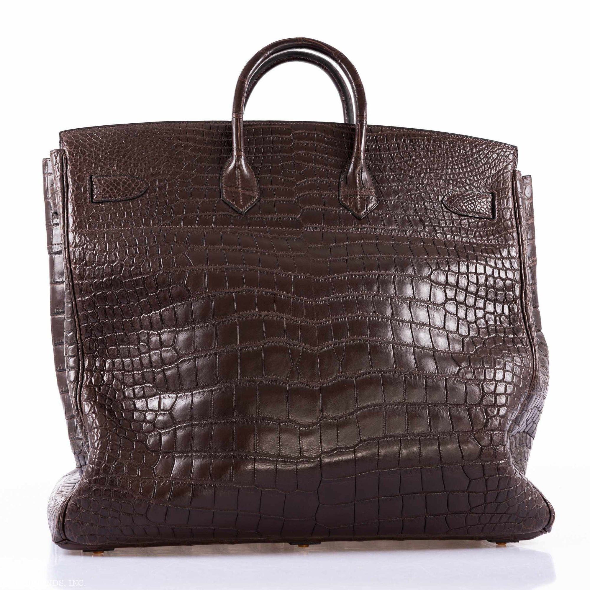 Hermès HAC Birkin 50 Ébène Porosus Crocodile Bronze Hardware