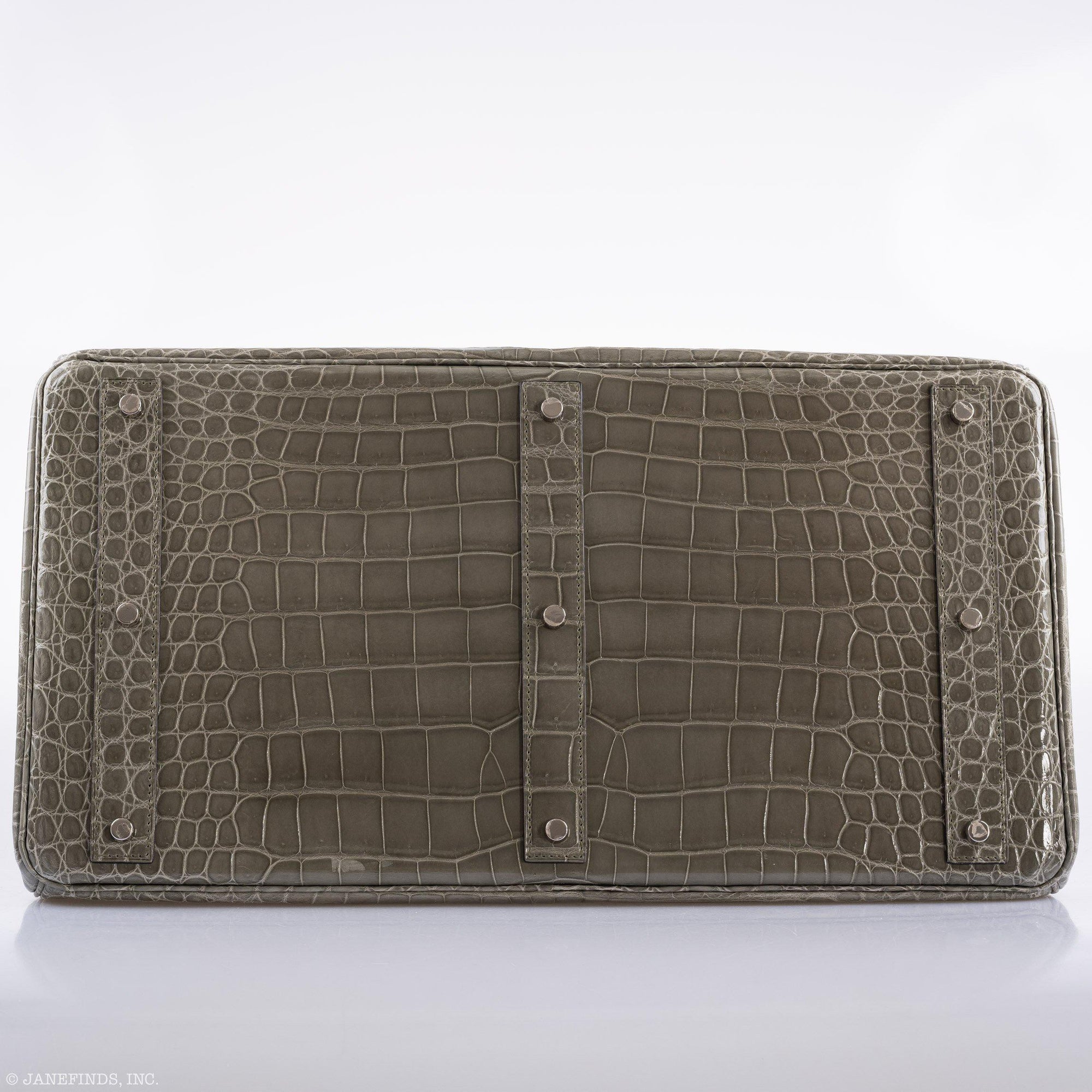 Hermès HAC Birkin 50 Gris Tourterelle Shiny Porosus Crocodile Palladium Hardware
