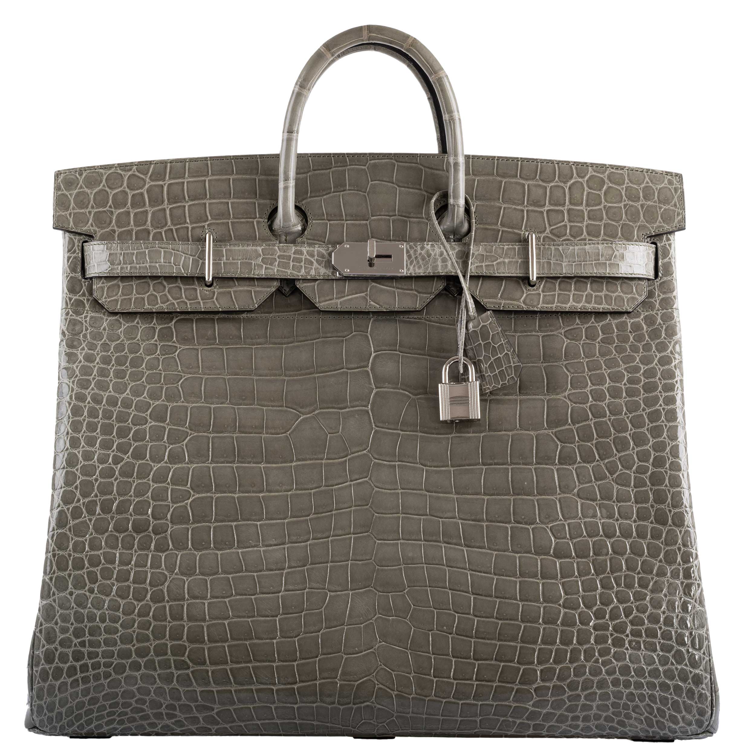 Hermès HAC Birkin 50 Gris Tourterelle Shiny Porosus Crocodile Palladium Hardware