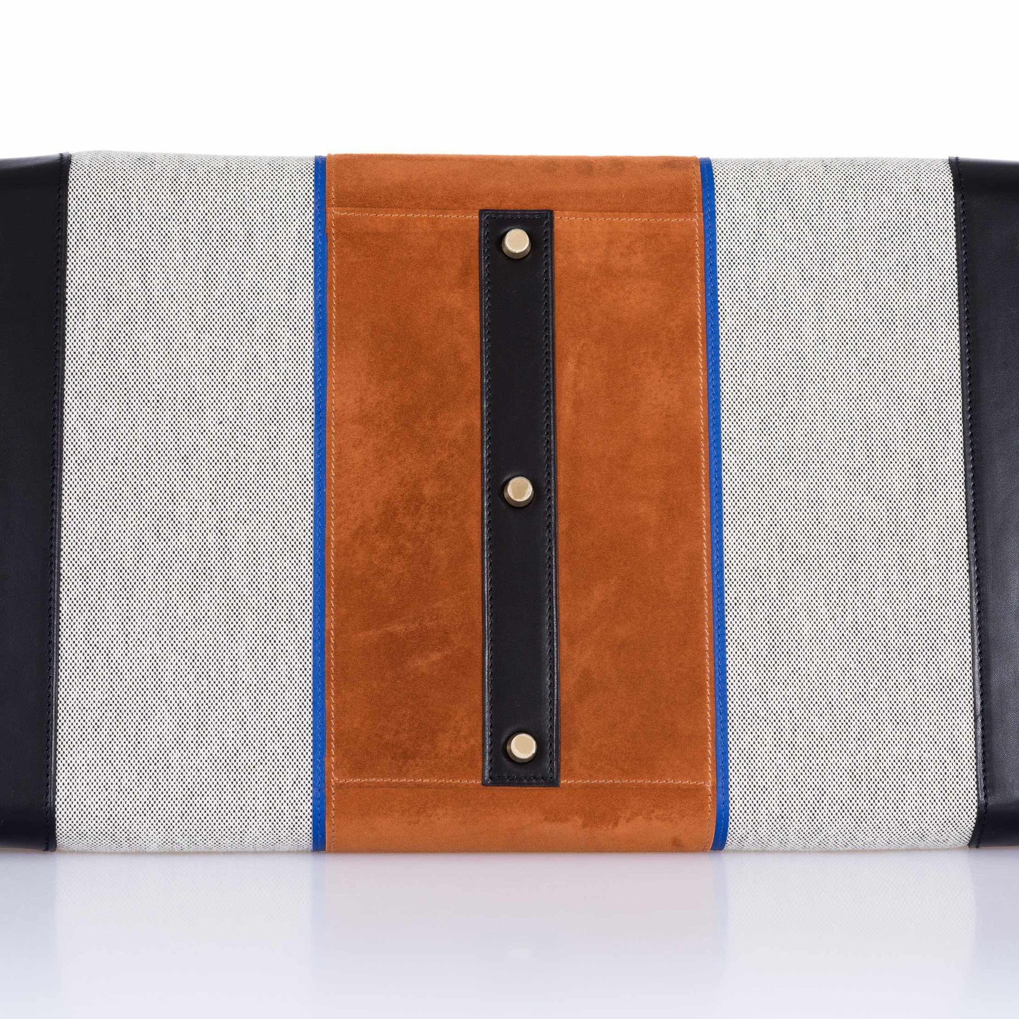 Hermès HAC Birkin 50 Toile Suede and Swift Brushed Gold Hardware Runway