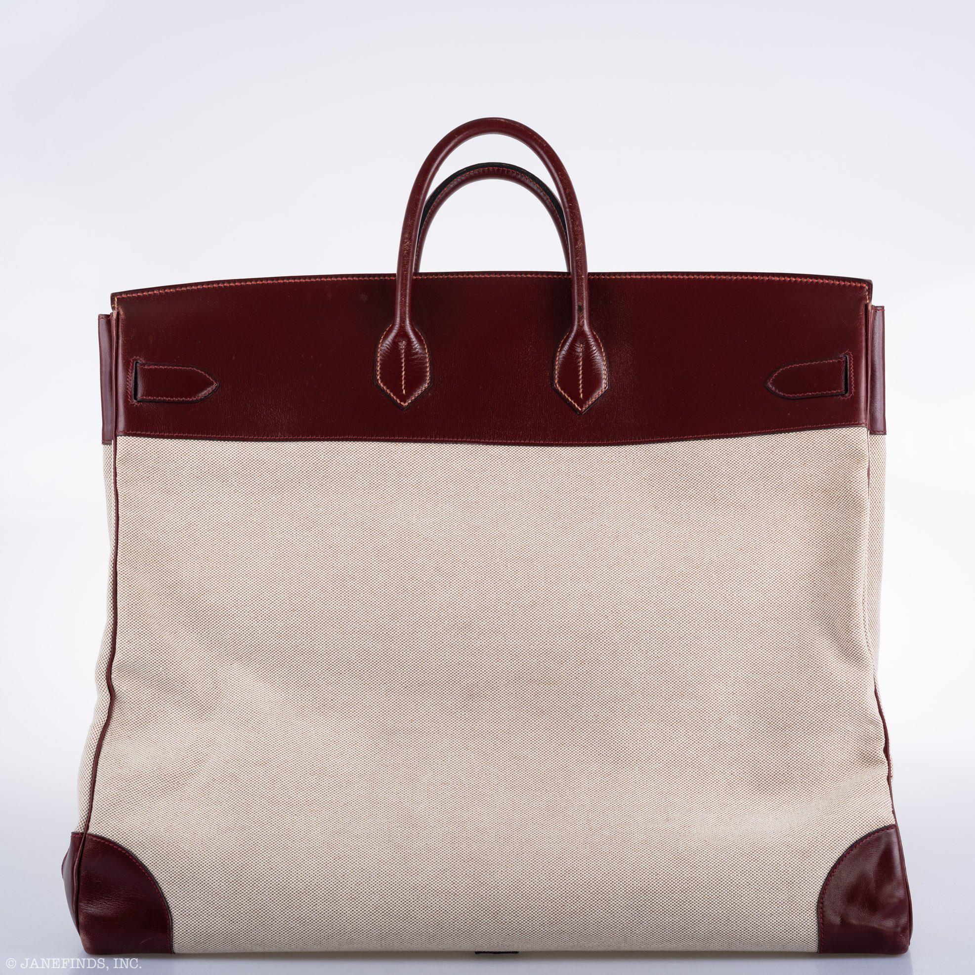 Hermès HAC Birkin 55 Toile & Rouge H Box with Gold Hardware