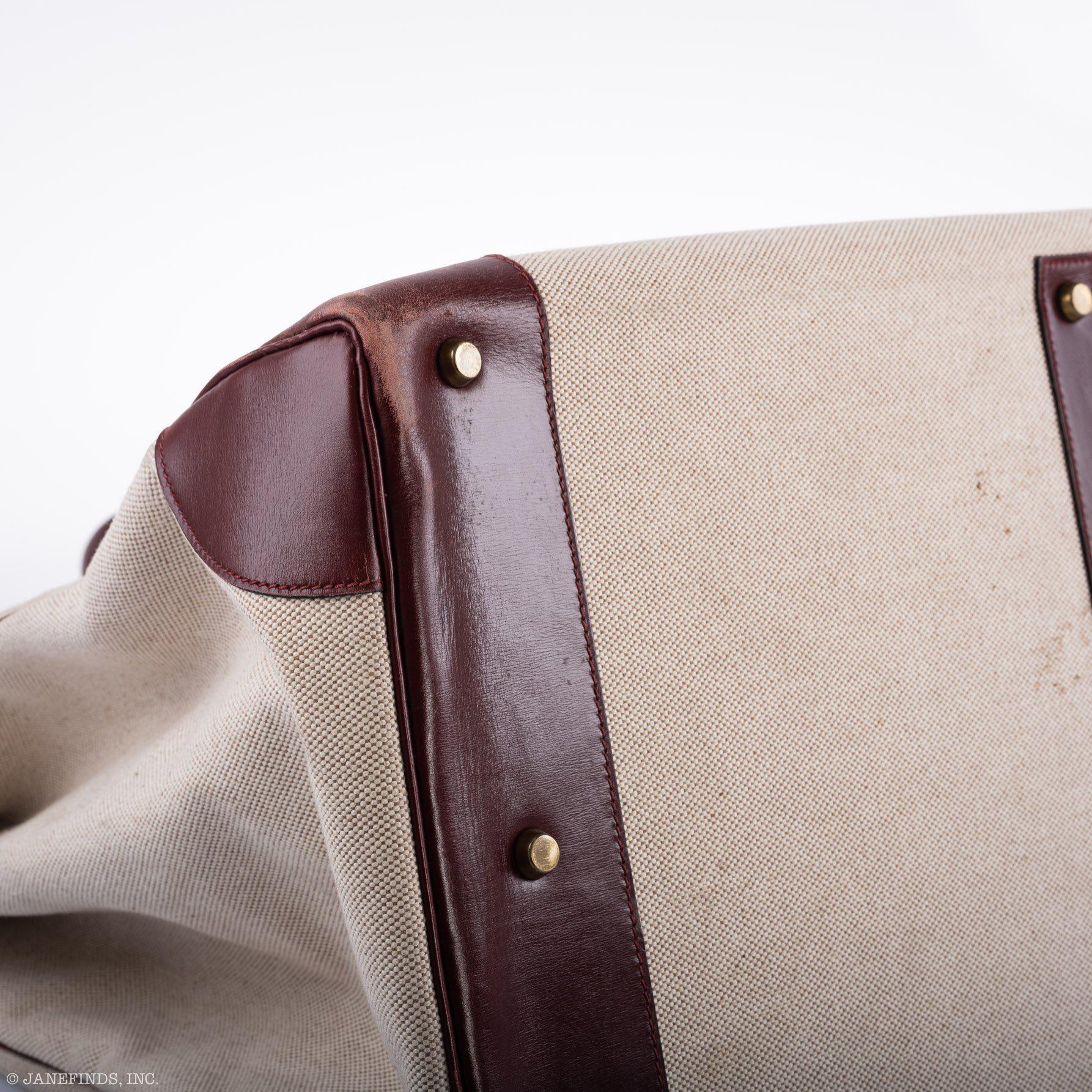 Hermès HAC Birkin 55 Toile & Rouge H Box with Gold Hardware