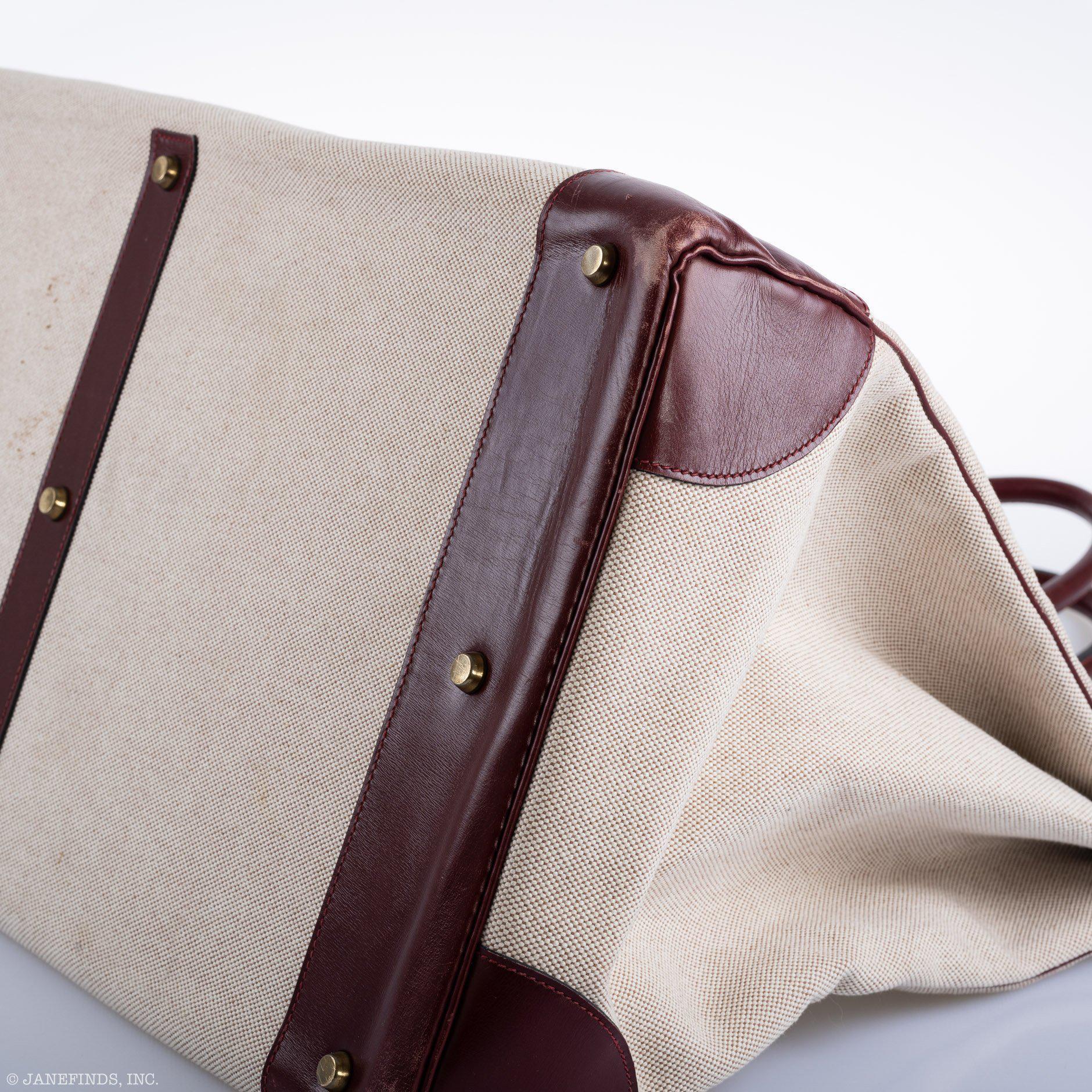 Hermès HAC Birkin 55 Toile & Rouge H Box with Gold Hardware