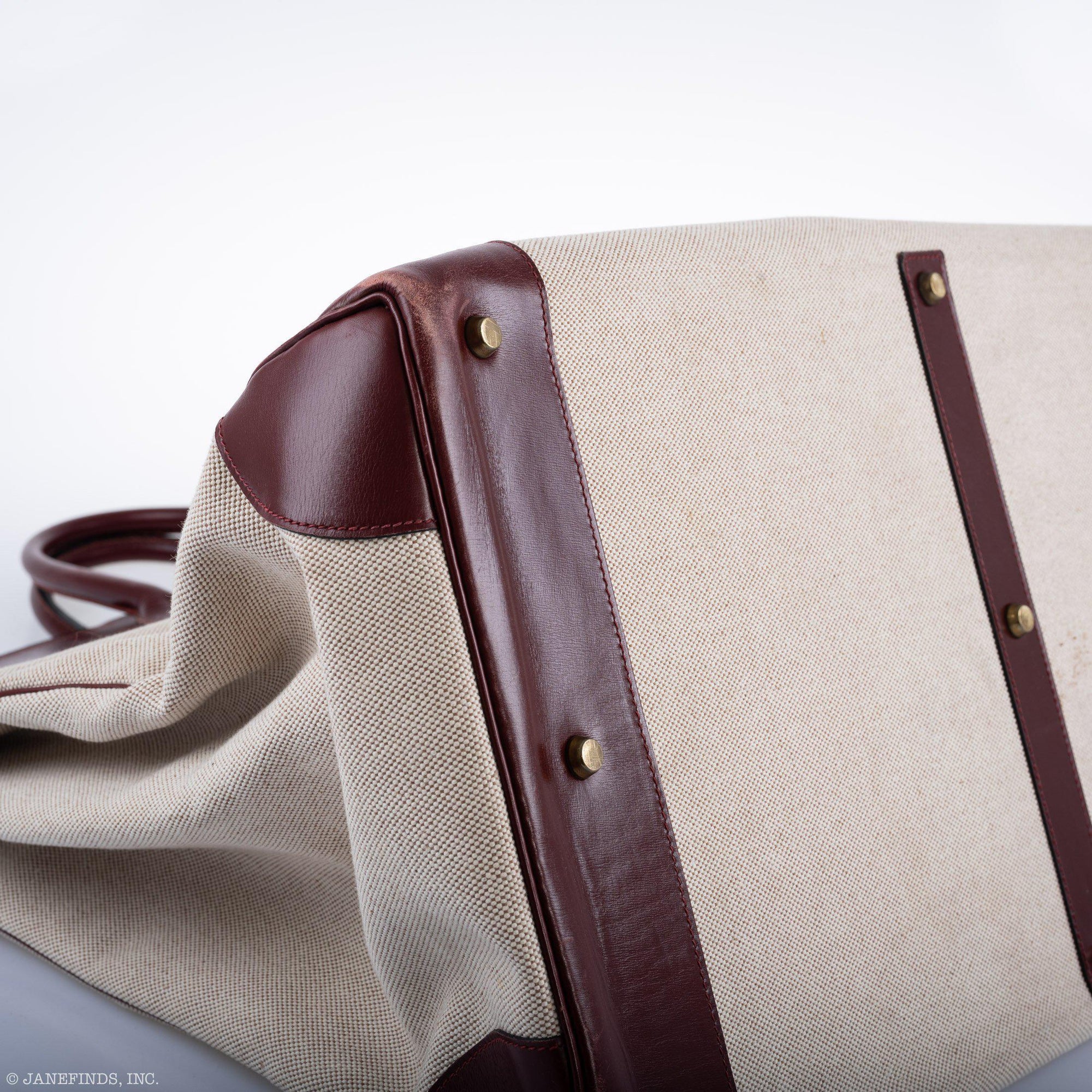 Hermès HAC Birkin 55 Toile & Rouge H Box with Gold Hardware