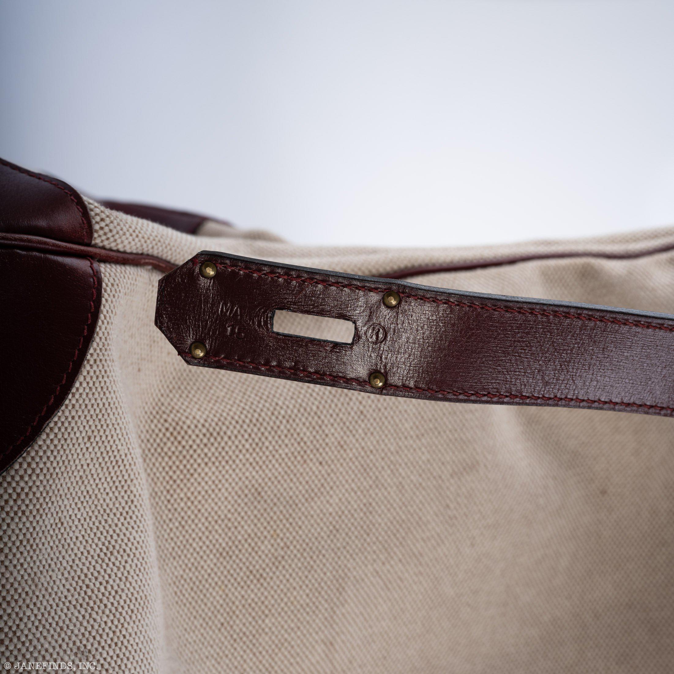 Hermès HAC Birkin 55 Toile & Rouge H Box with Gold Hardware