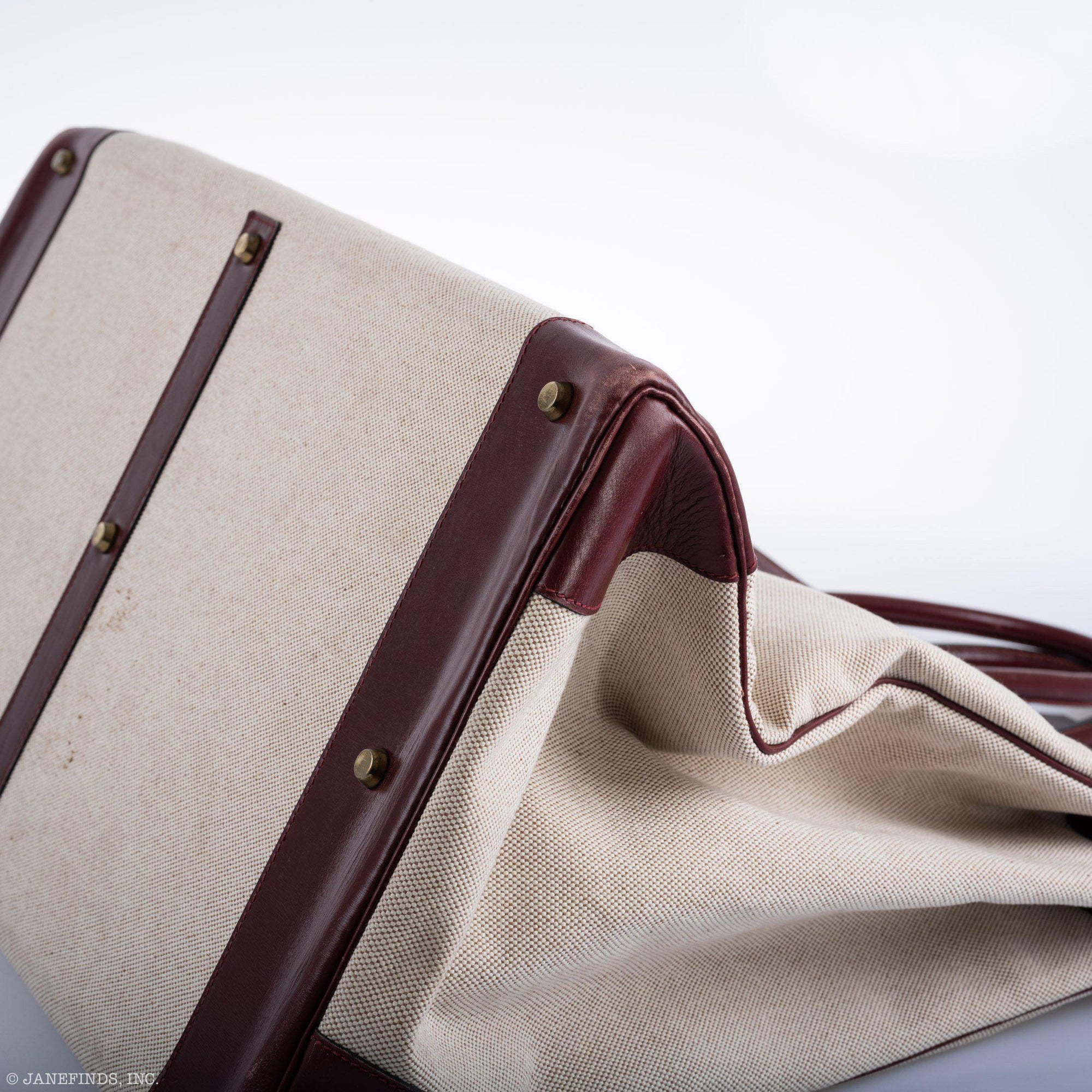 Hermès HAC Birkin 55 Toile & Rouge H Box with Gold Hardware