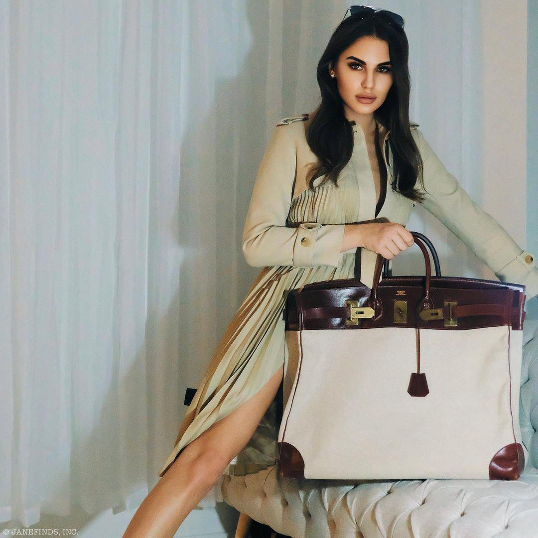 Hermès HAC Birkin 55 Toile & Rouge H Box with Gold Hardware