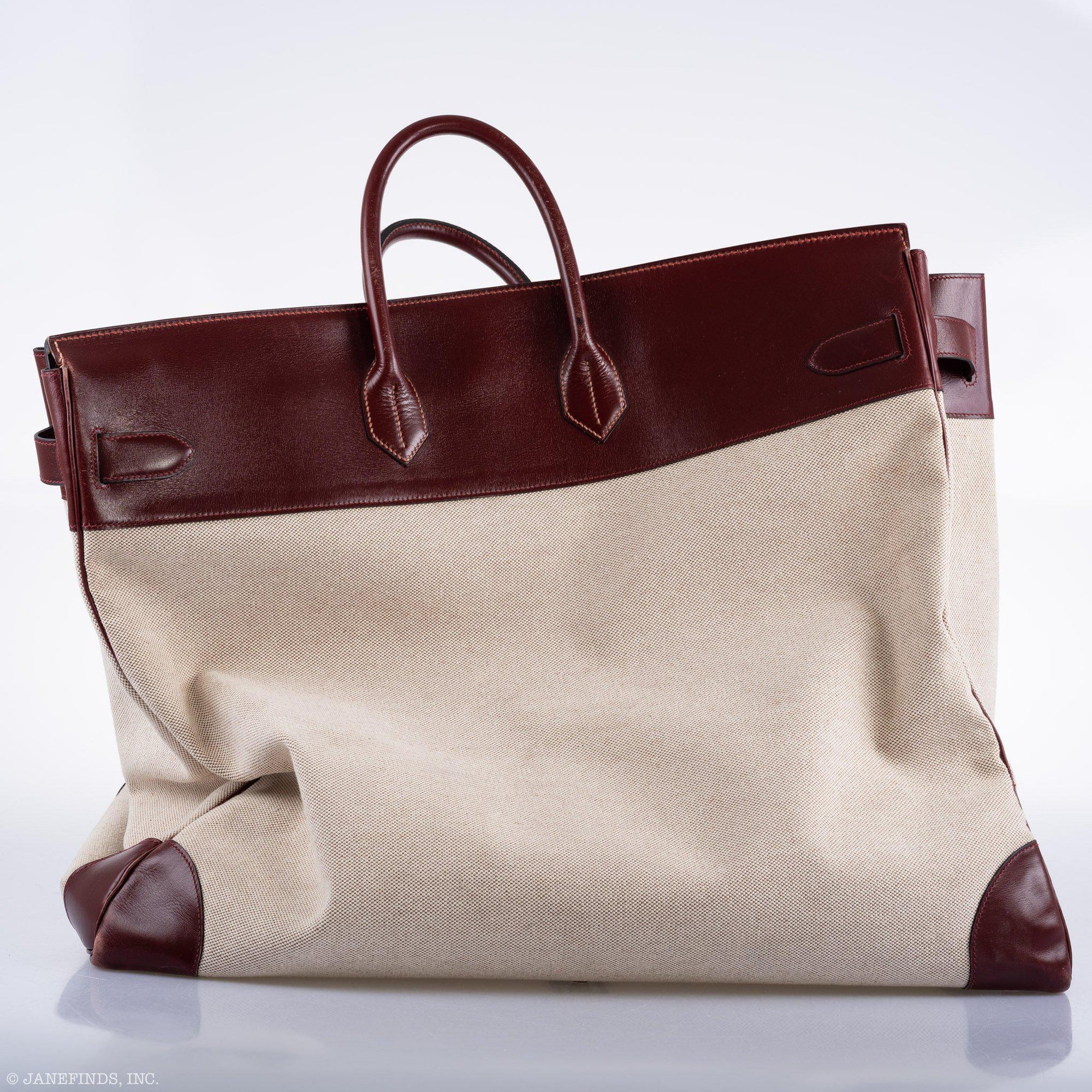 Hermès HAC Birkin 55 Toile & Rouge H Box with Gold Hardware