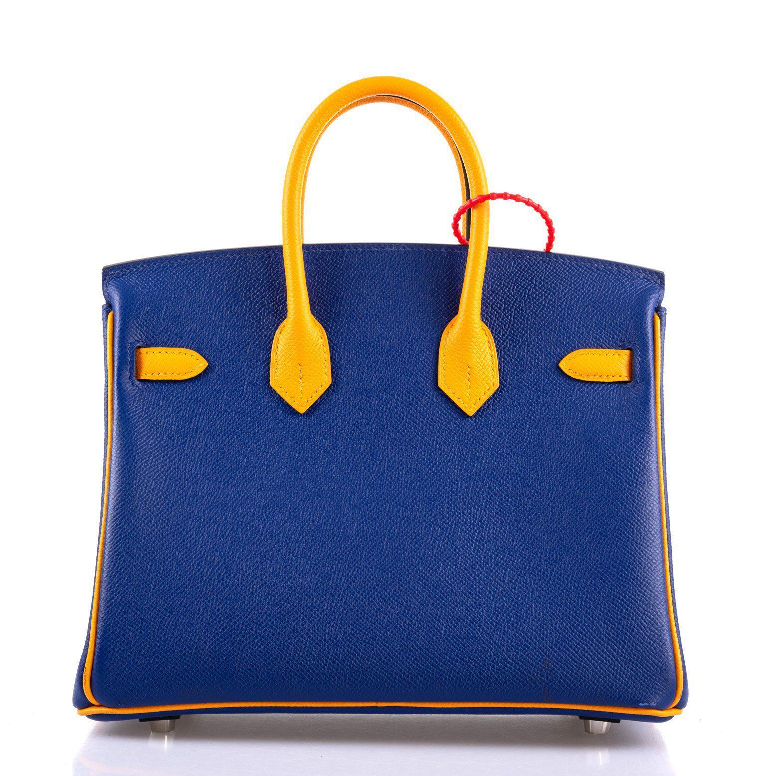 Hermès HSS Birkin 25 Jaune D’Or & Blue Electric Epsom Brushed Palladium Hardware
