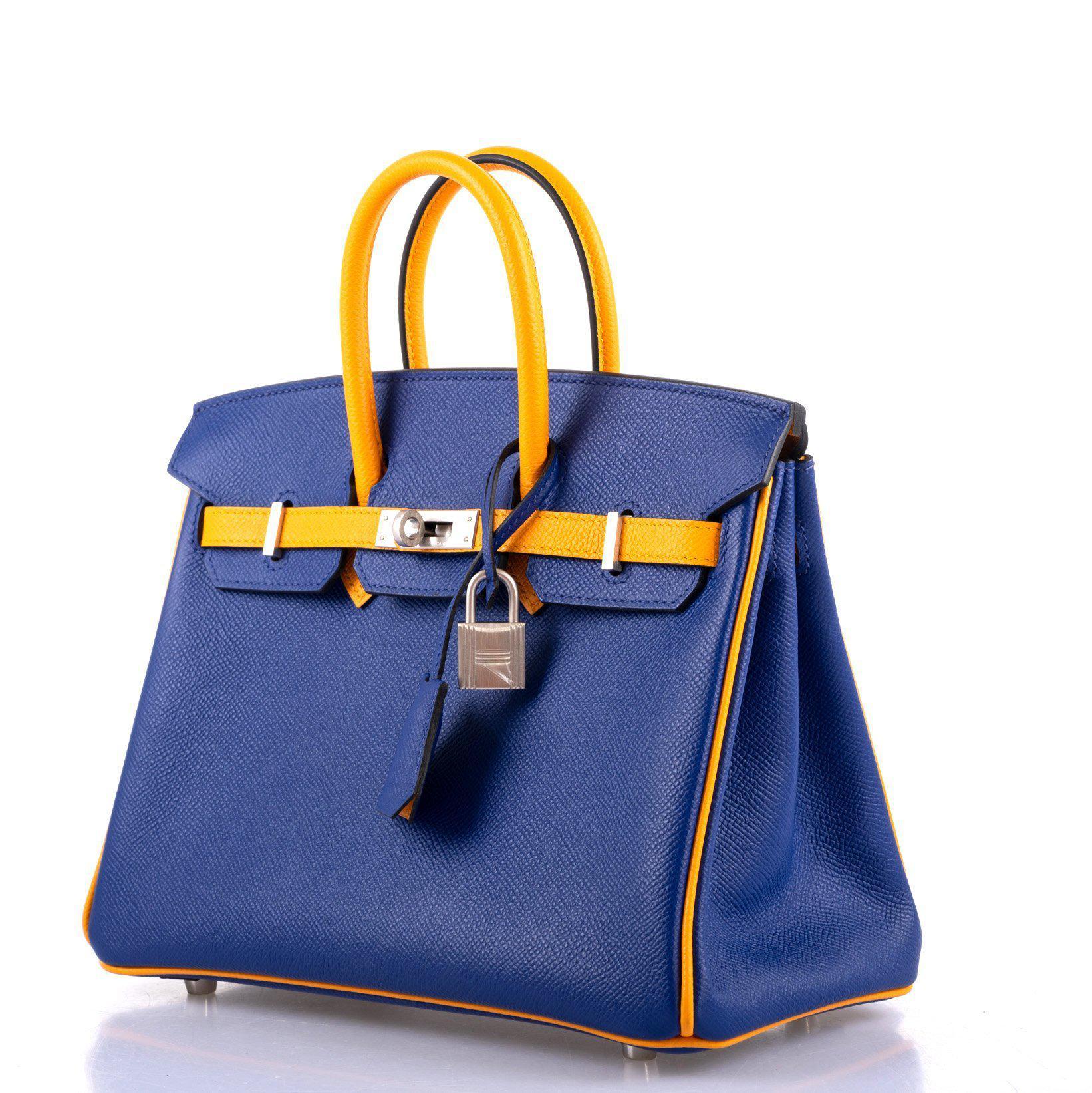 Hermès HSS Birkin 25 Jaune D’Or & Blue Electric Epsom Brushed Palladium Hardware