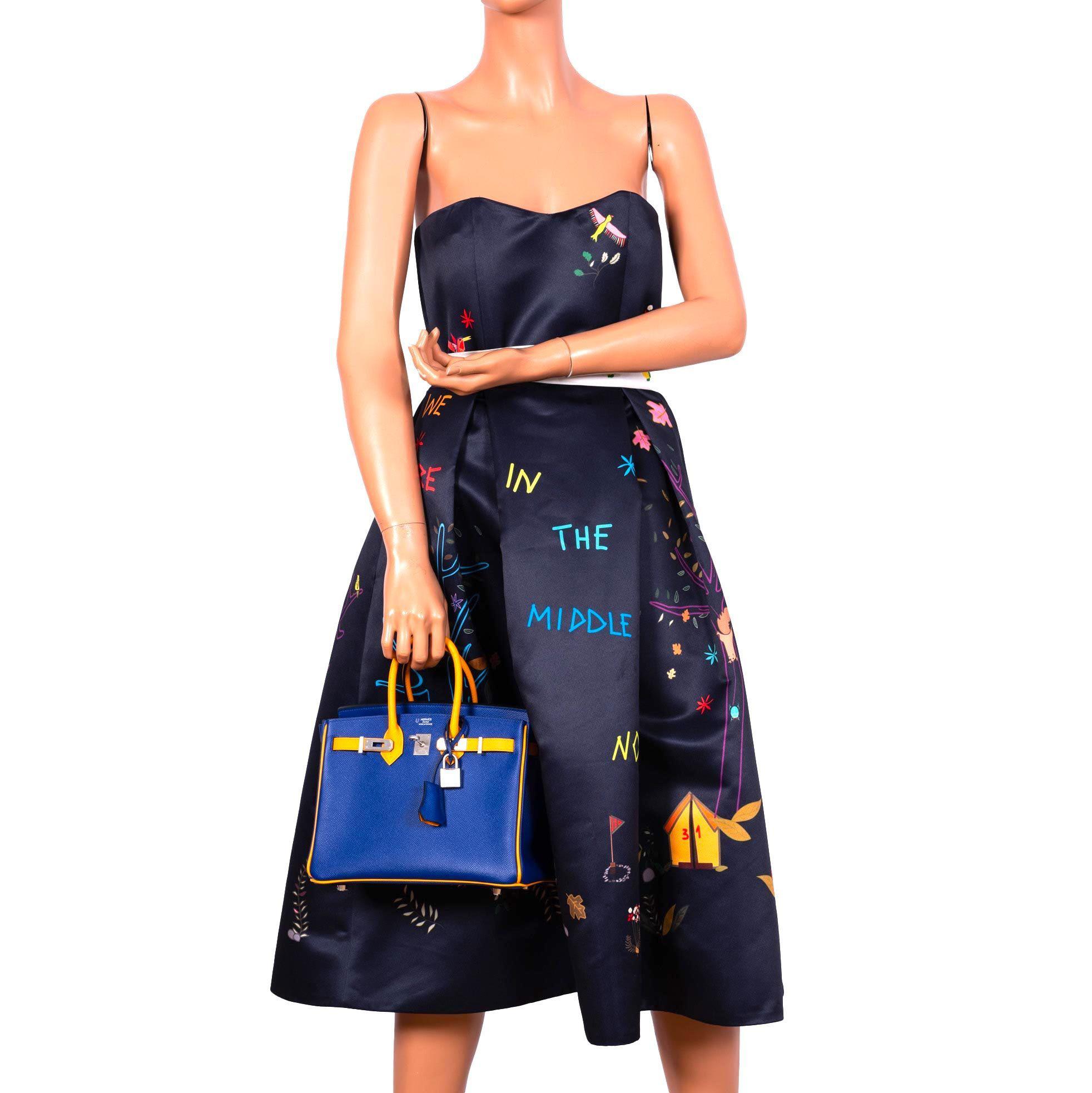 Hermès HSS Birkin 25 Jaune D’Or & Blue Electric Epsom Brushed Palladium Hardware