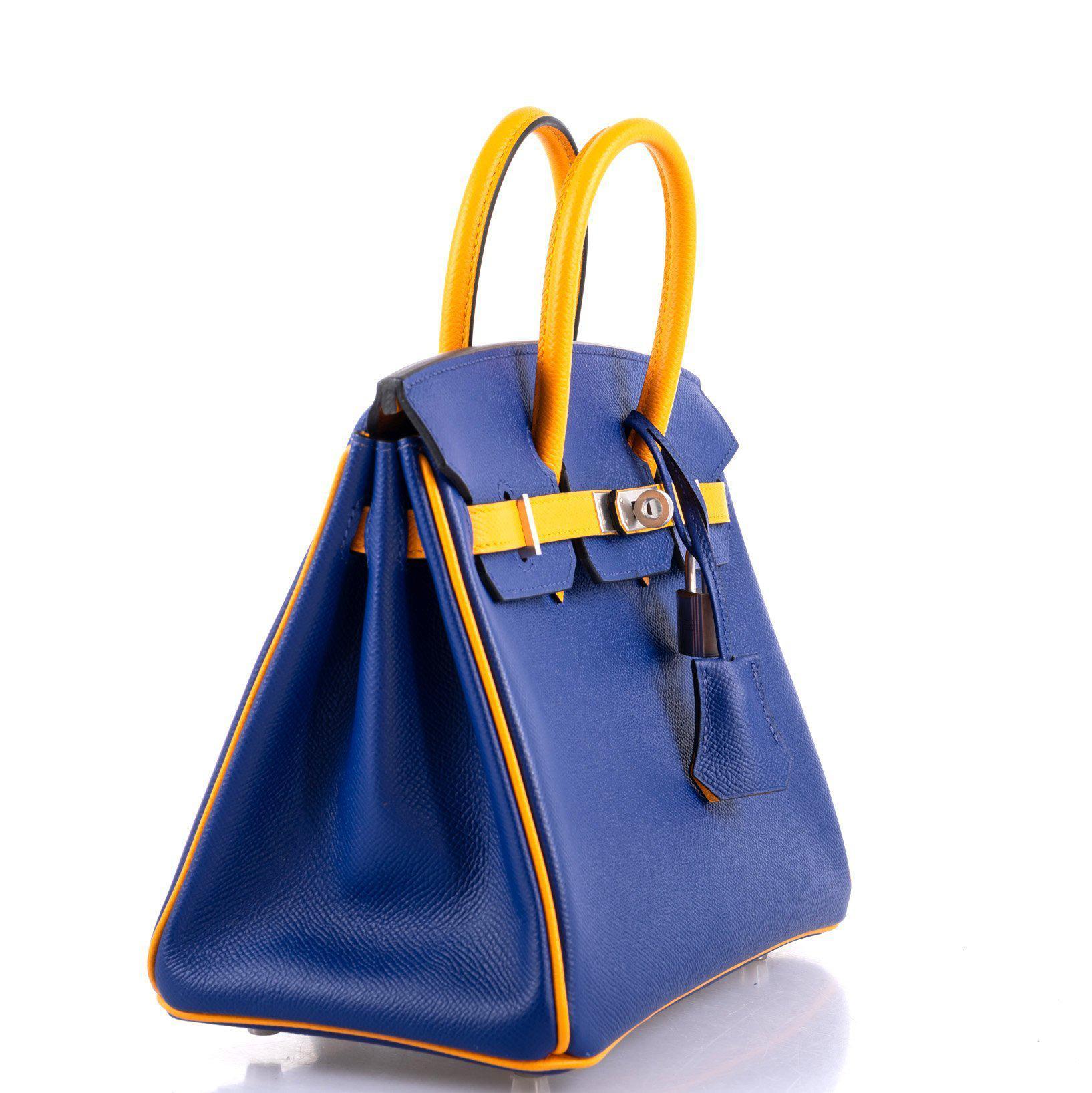 Hermès HSS Birkin 25 Jaune D’Or & Blue Electric Epsom Brushed Palladium Hardware