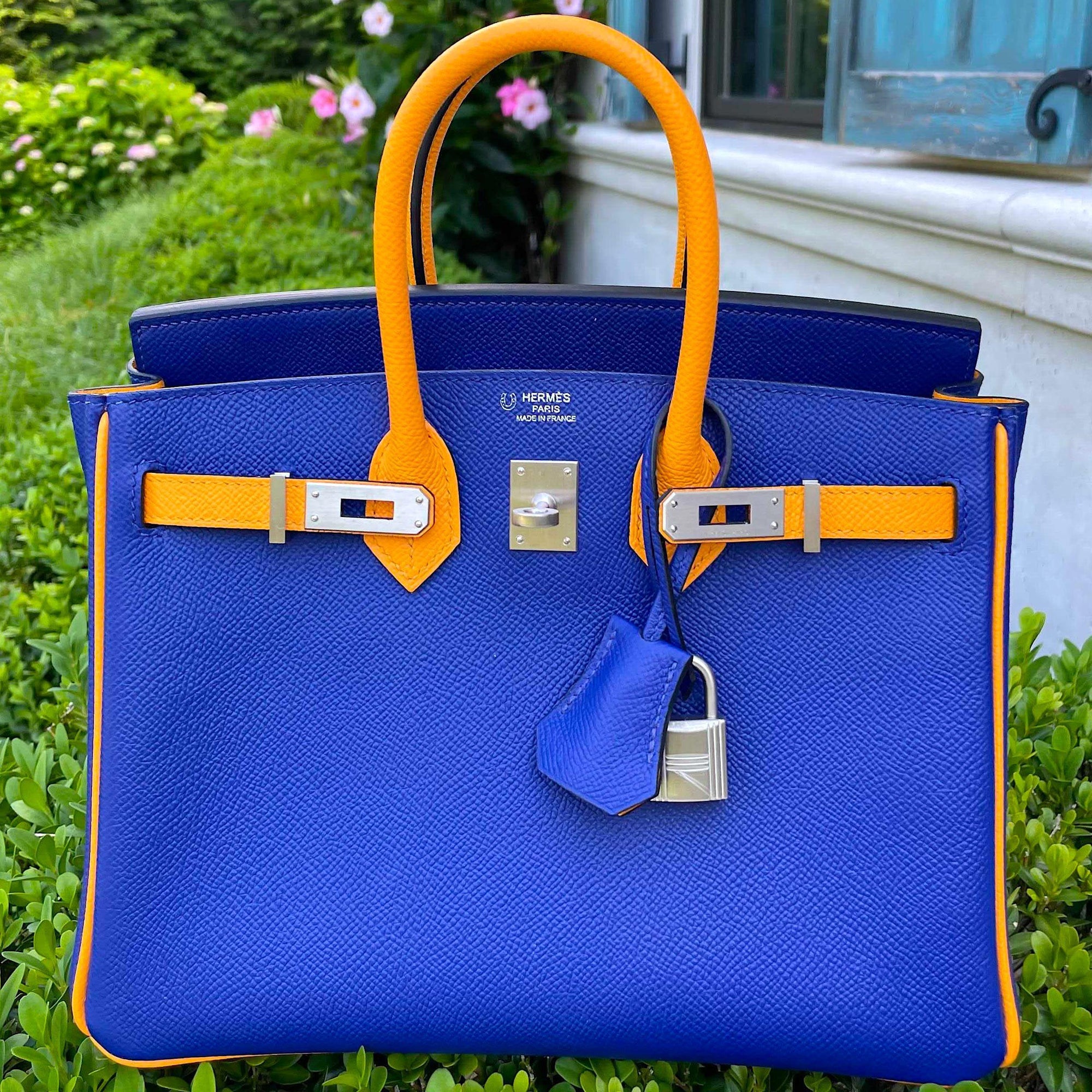 Hermès HSS Birkin 25 Jaune D’Or & Blue Electric Epsom Brushed Palladium Hardware