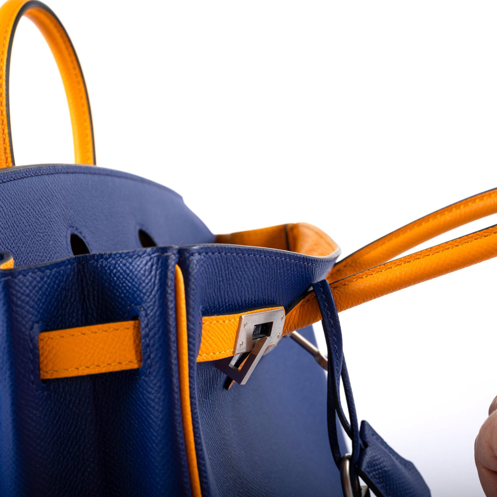 Hermès HSS Birkin 25 Jaune D’Or & Blue Electric Epsom Brushed Palladium Hardware