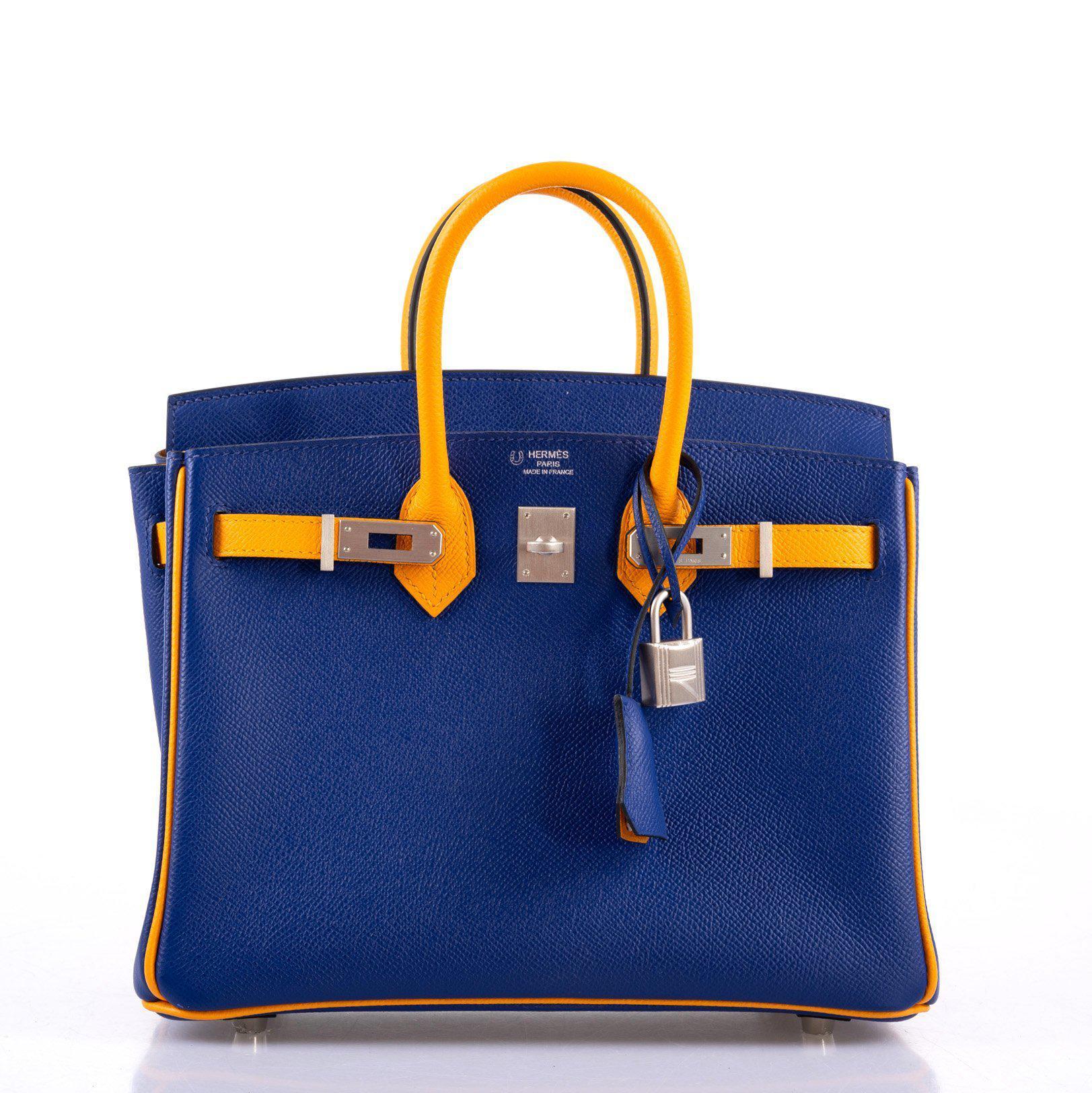 Hermès HSS Birkin 25 Jaune D’Or & Blue Electric Epsom Brushed Palladium Hardware