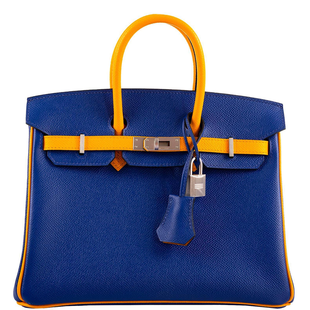 Hermès HSS Birkin 25 Jaune D’Or & Blue Electric Epsom Brushed Palladium Hardware