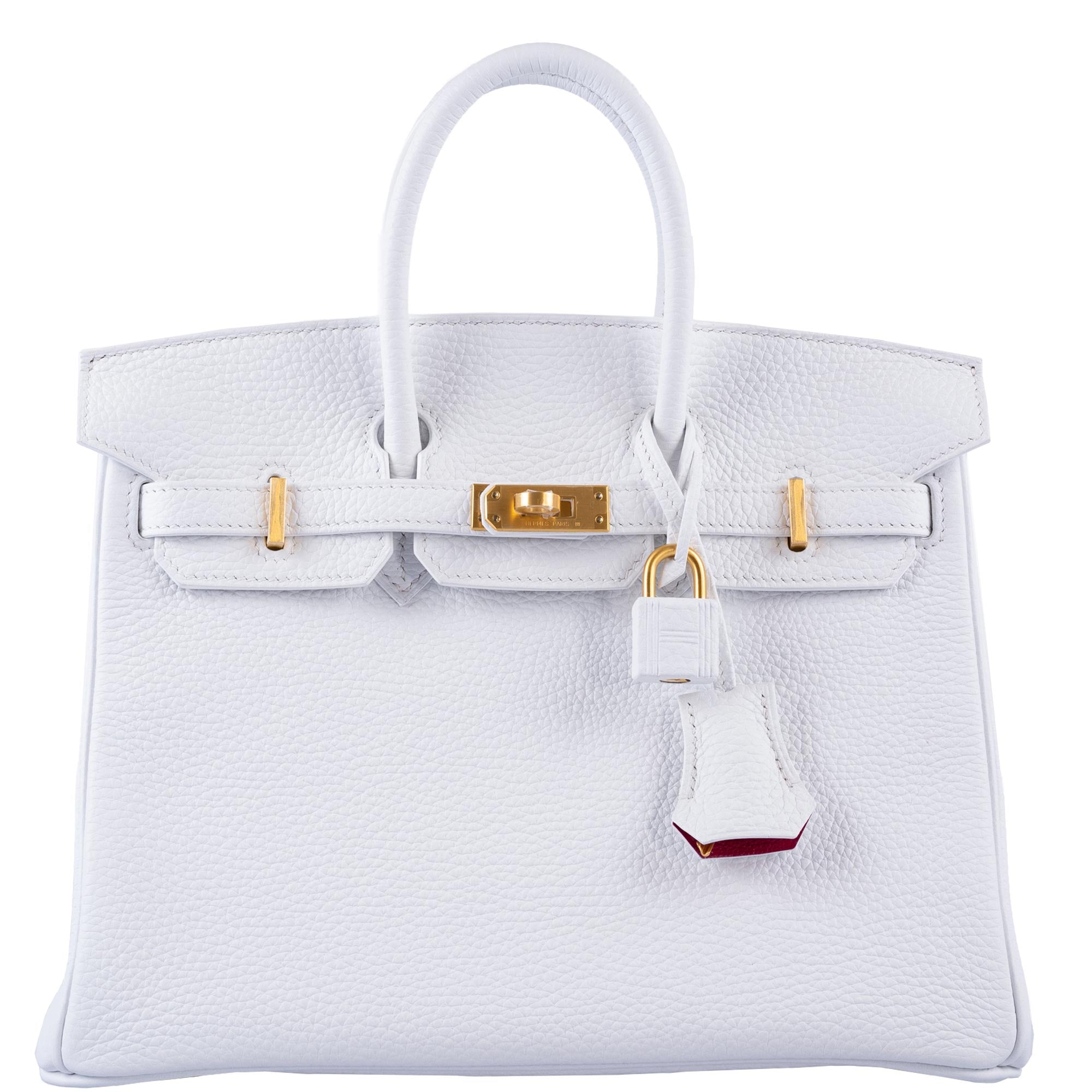 Hermès HSS Birkin 25 White Togo and Rose Pourpre Interior with Brushed Gold Hardware