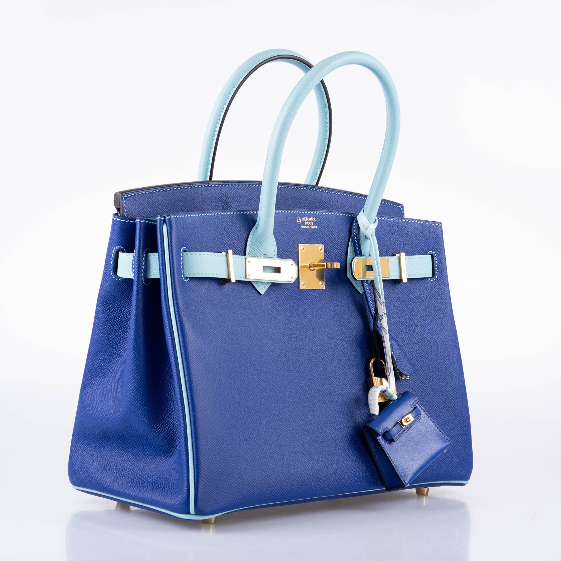 Hermès HSS Birkin 30 Blue Electric & Blue Atoll Epsom with Gold Hardware