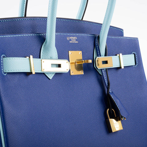 Hermès HSS Birkin 30 Blue Electric & Blue Atoll Epsom with Gold Hardware - 2015, T