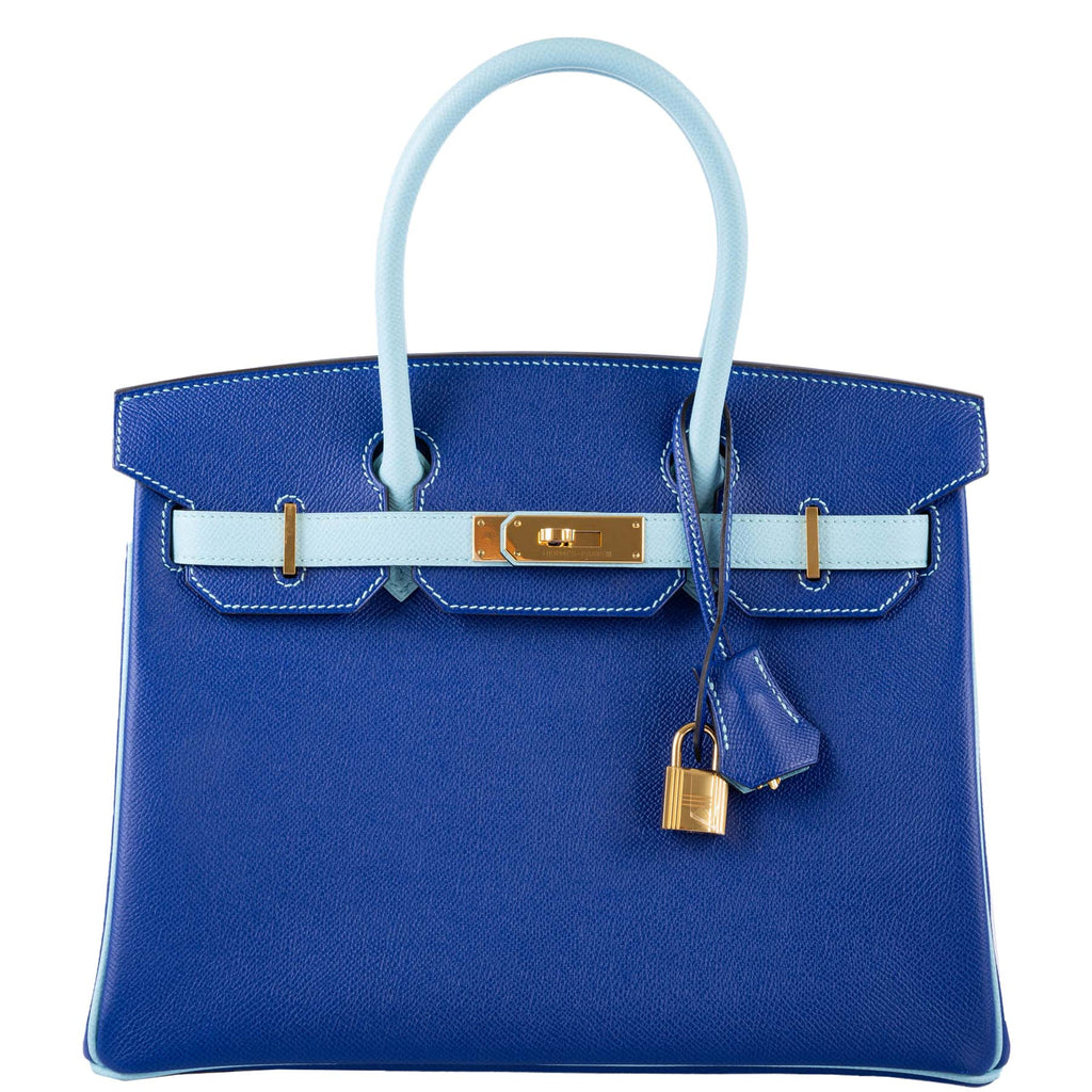 Hermes Birkin bag 30 Blue atoll Epsom leather Gold hardware