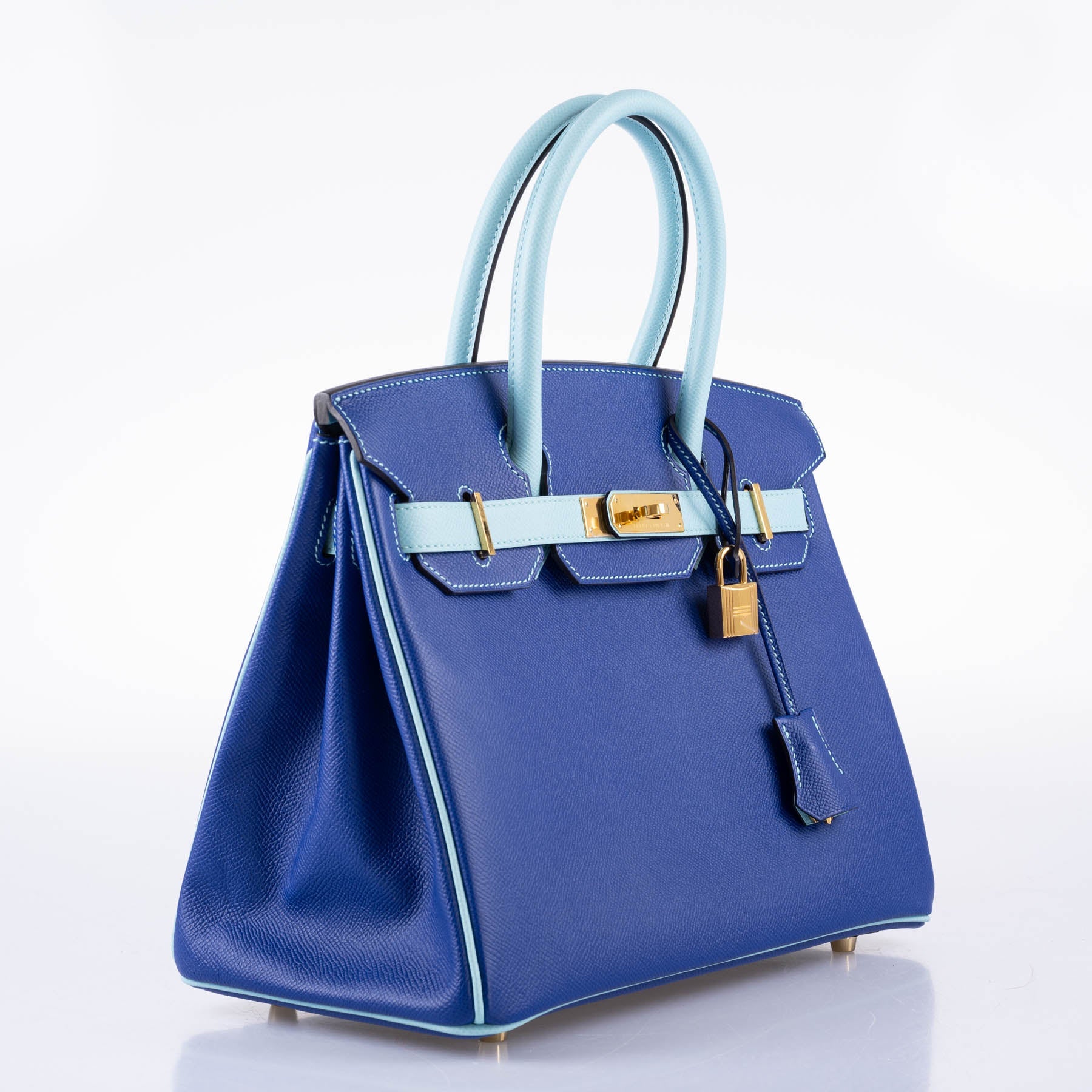 Hermès HSS Birkin 30 Blue Electric & Blue Atoll Epsom with Gold Hardware