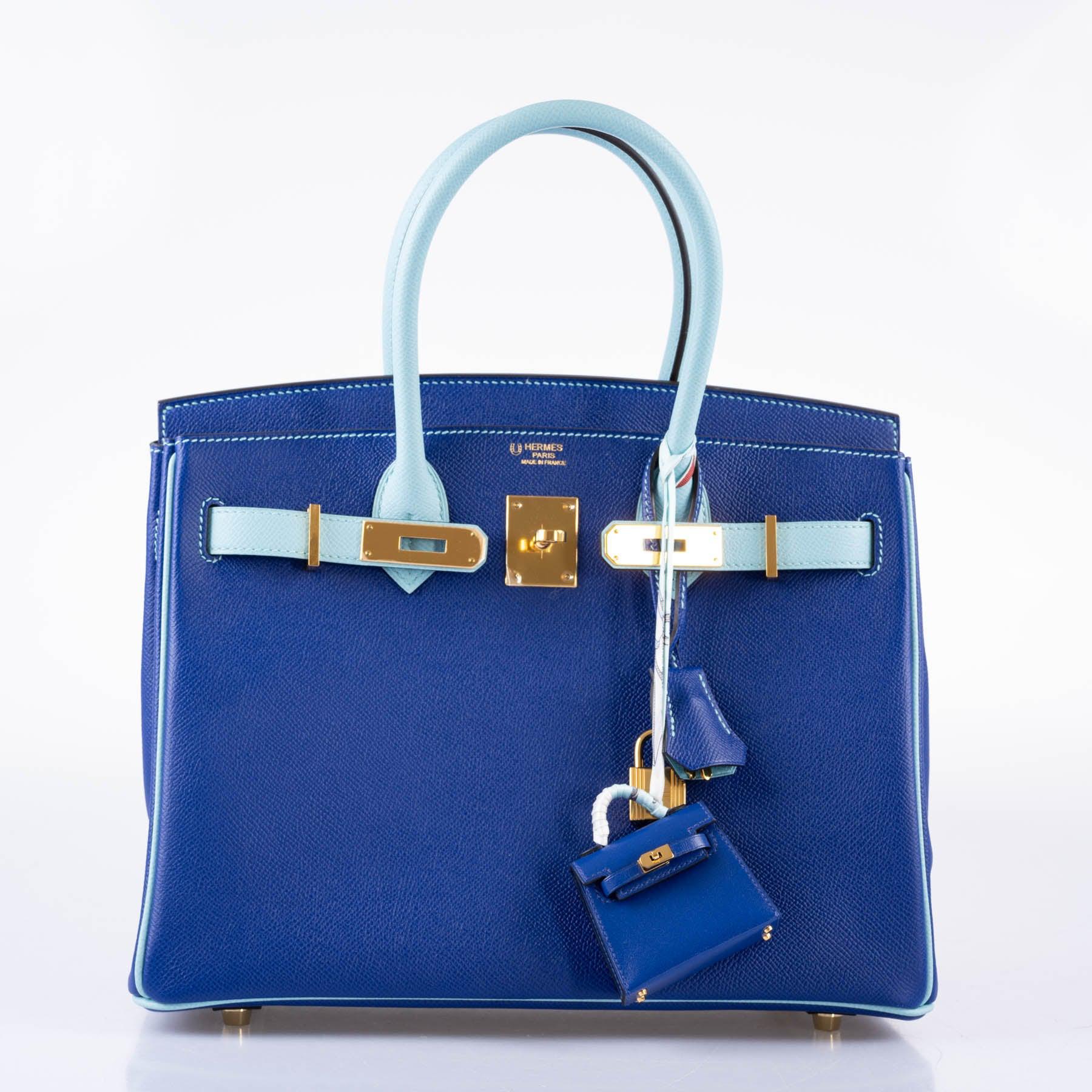 Hermès HSS Birkin 30 Blue Electric & Blue Atoll Epsom with Gold Hardware