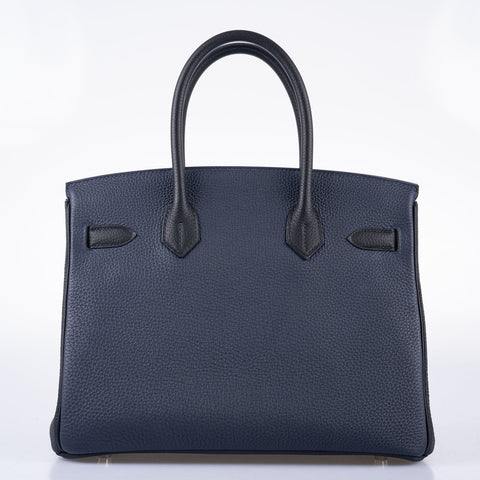 Hermès HSS Birkin 30 Blue Nuit & Black Togo Brushed Palladium Hardware