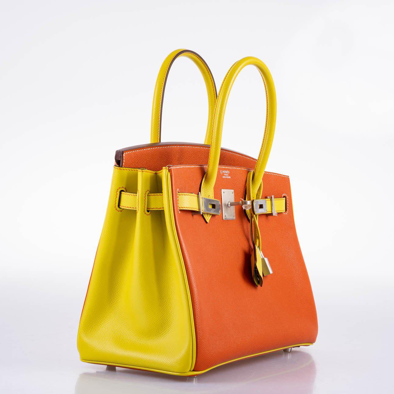 Hermès HSS Birkin 30 Feu & Lime Epsom with Brushed Palladium Hardware
