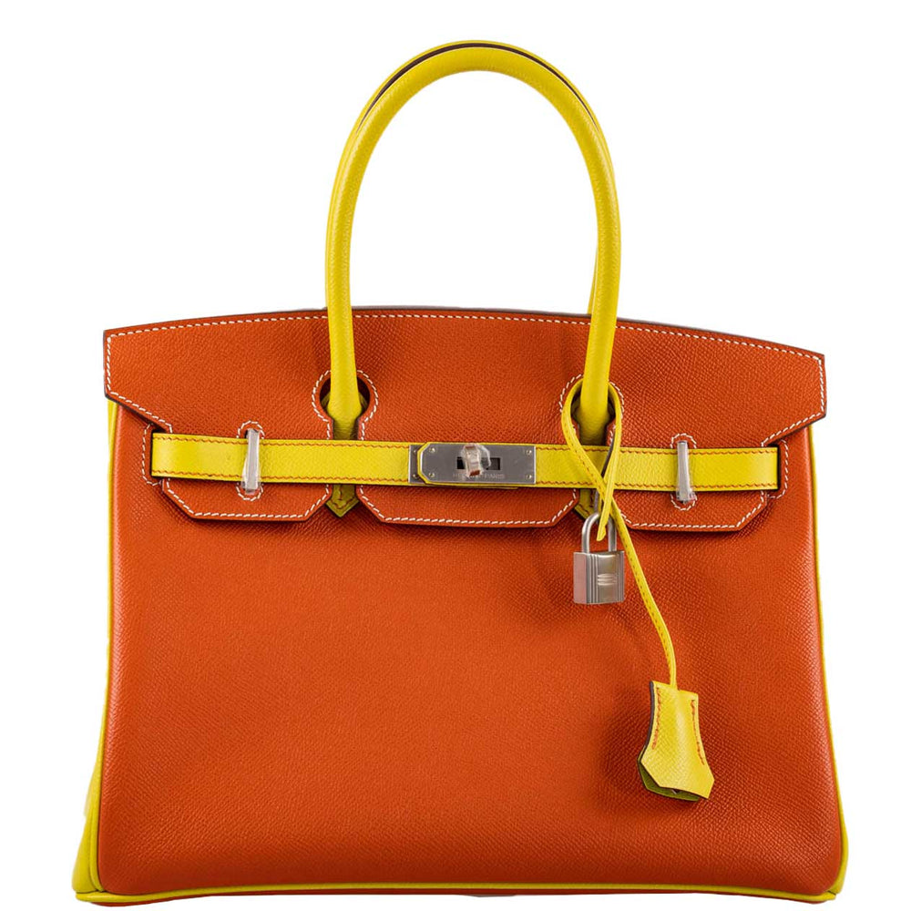 Hermès HSS Birkin 30 Feu & Lime Epsom with Brushed Palladium Hardware