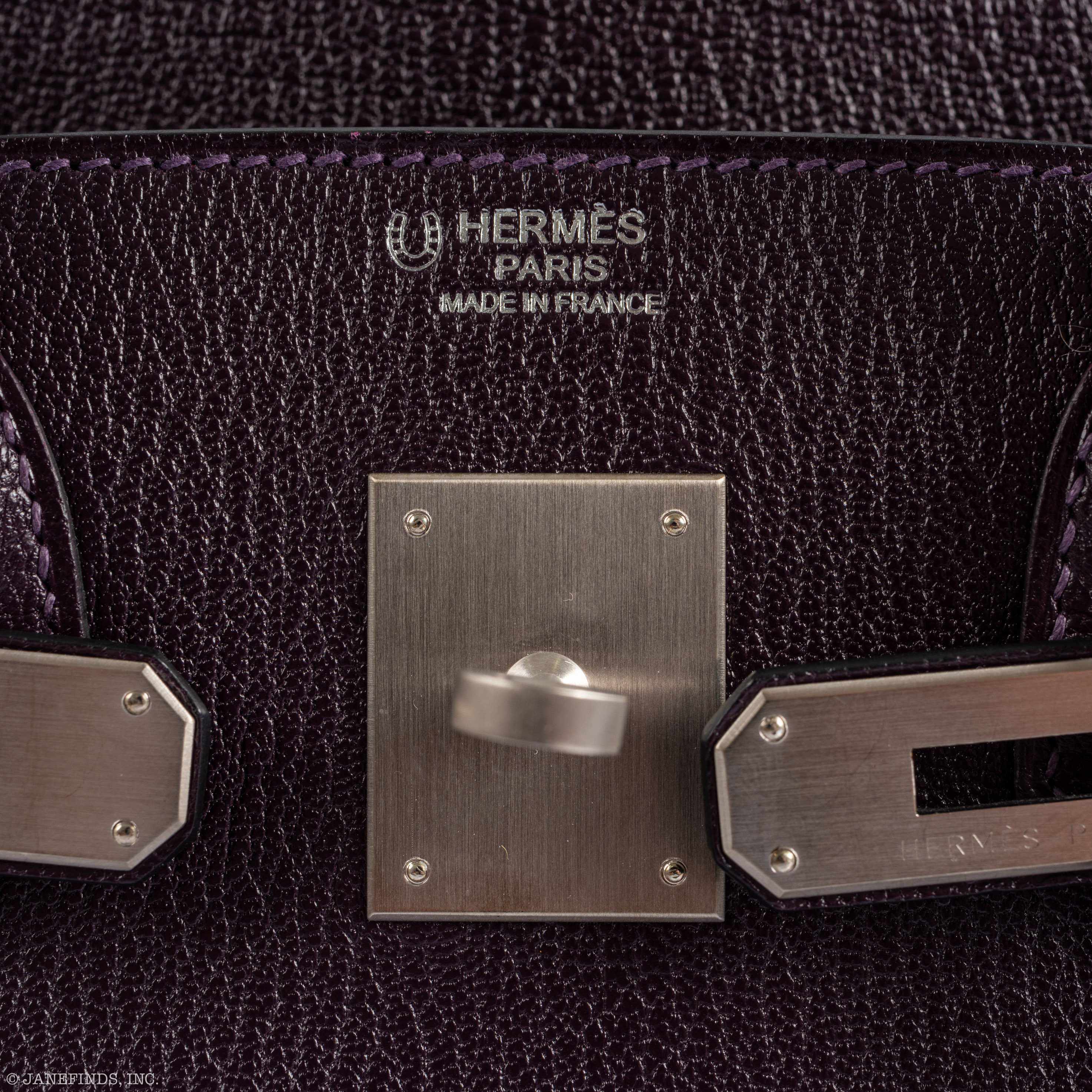 Hermès HSS Birkin 30 Raisin Chevre & Vert Anglais Brushed Palladium Hardware - 2015