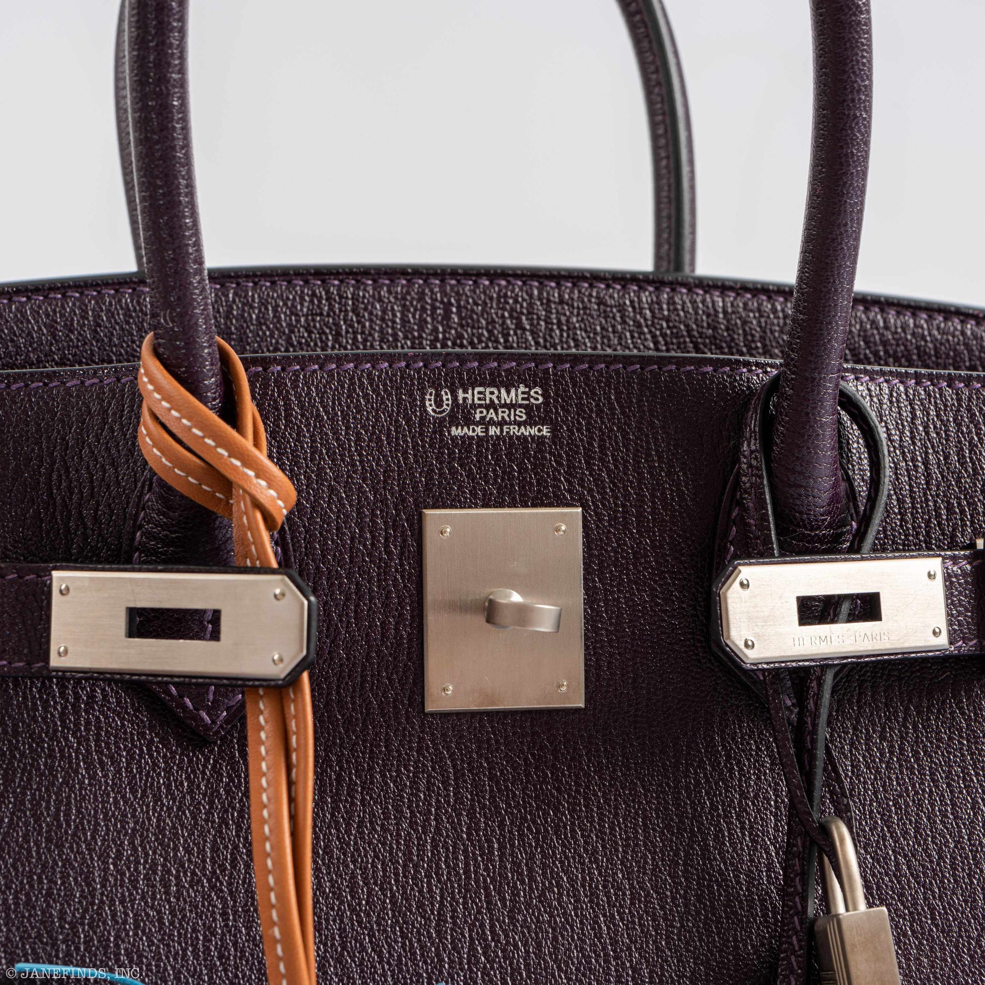 Hermès HSS Birkin 30 Raisin Chevre & Vert Anglais Brushed Palladium Hardware - 2015