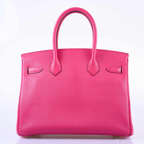 Hermès HSS Birkin 30 Rose Shocking Chevre Leather & Etoupe Palladium Hardware - 2014, R Square