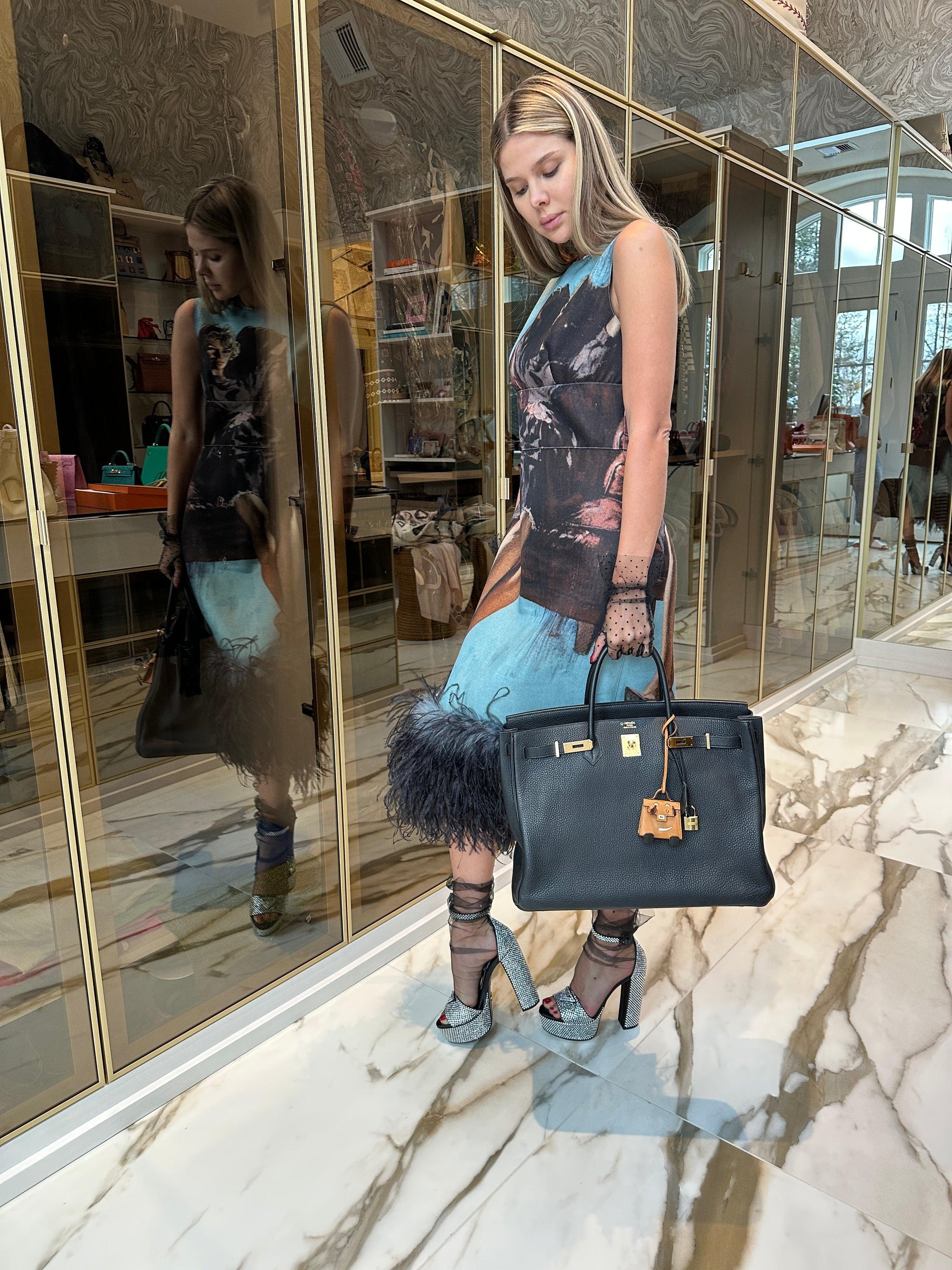 Hermès HSS Birkin 40 Black Togo with Bleu Royal Interior Gold Hardware