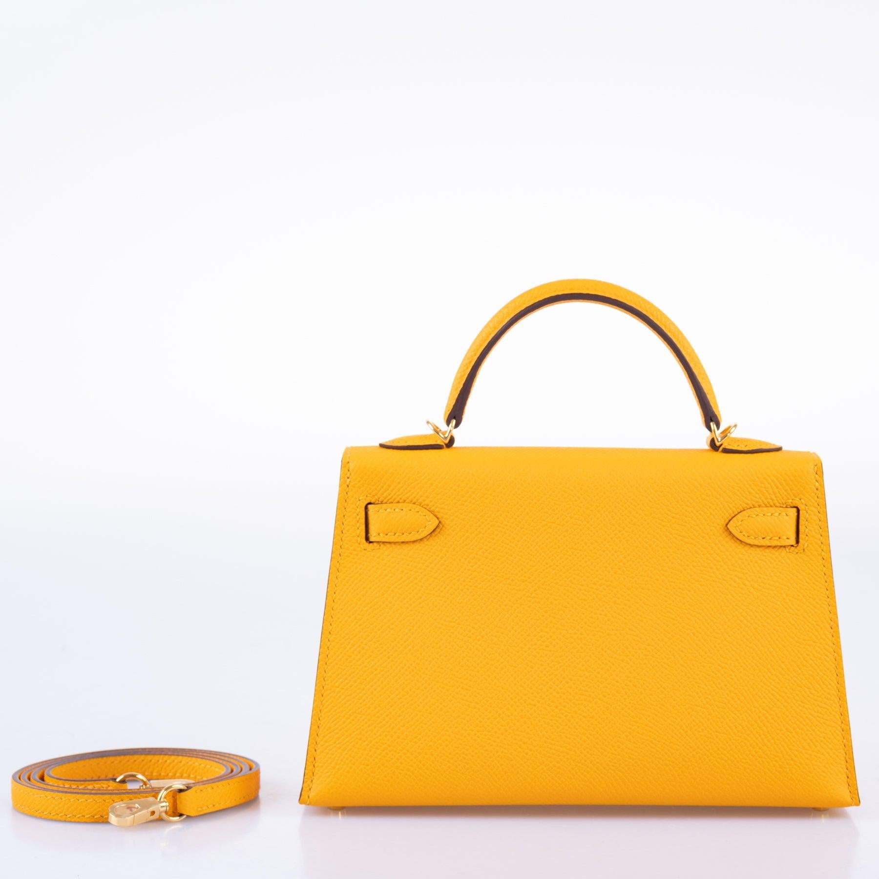 Hermès HSS Kelly 20 Mini II Sellier Moutard Epsom & Gris Perle Gold Hardware