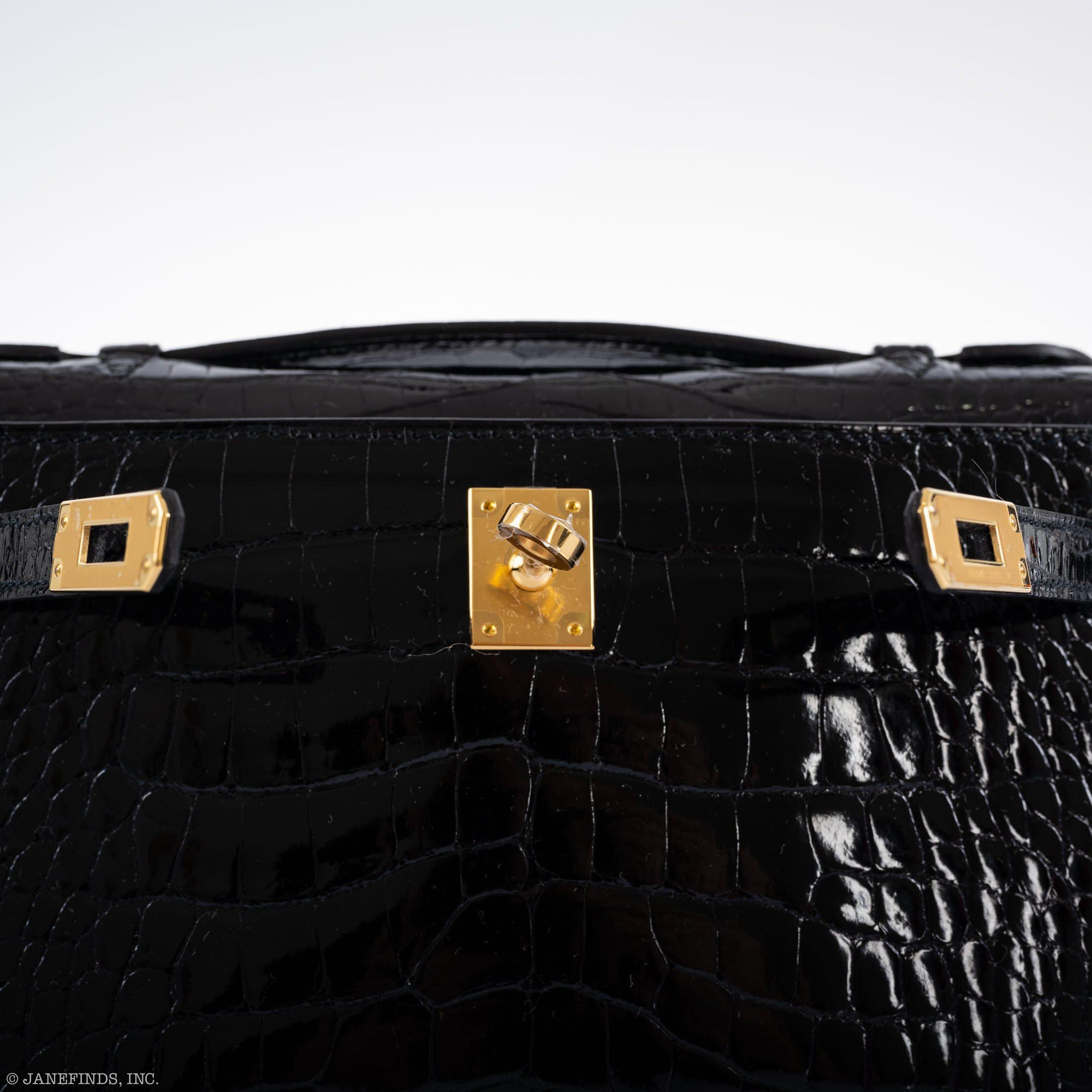 Hermès JPG Kelly Pochette Black Alligator with Gold Hardware
