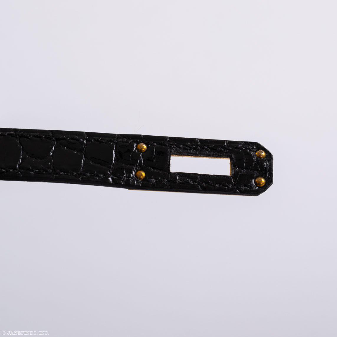 Hermès JPG Kelly Pochette Black Alligator with Gold Hardware