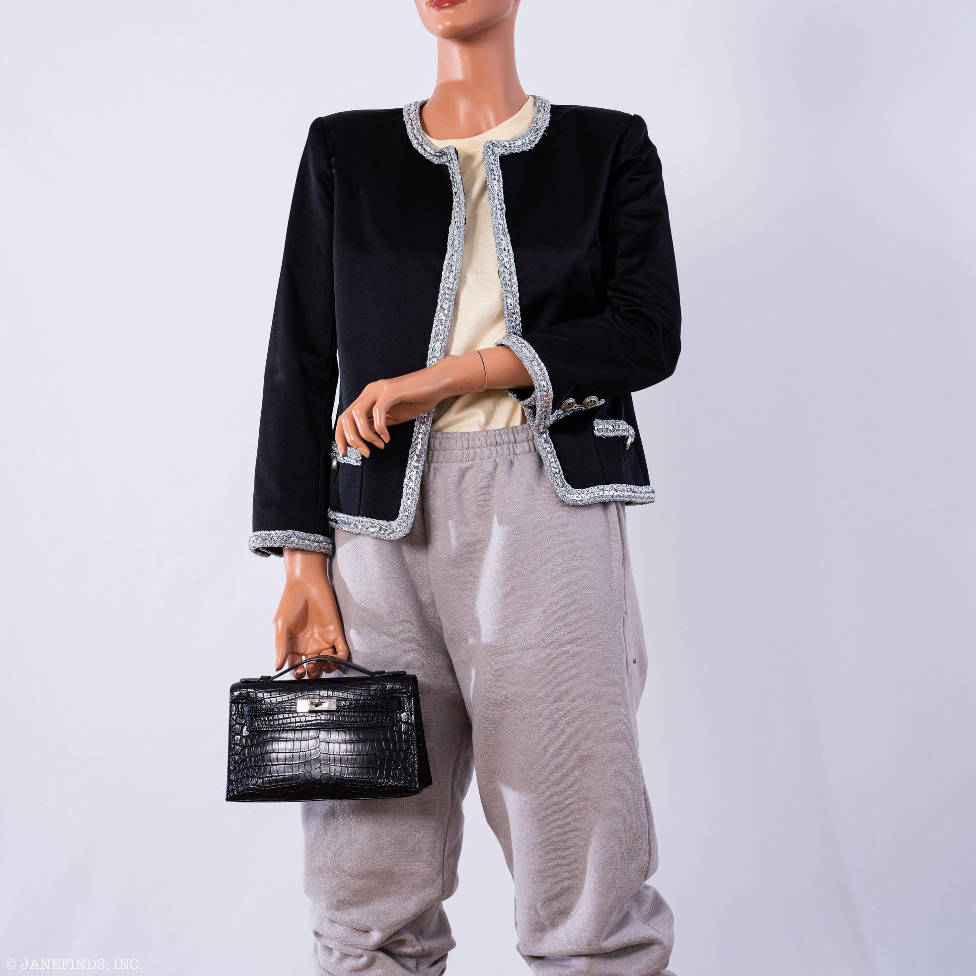 Hermès JPG Kelly Pochette Black Matte Niloticus Crocodile Palladium Hardware