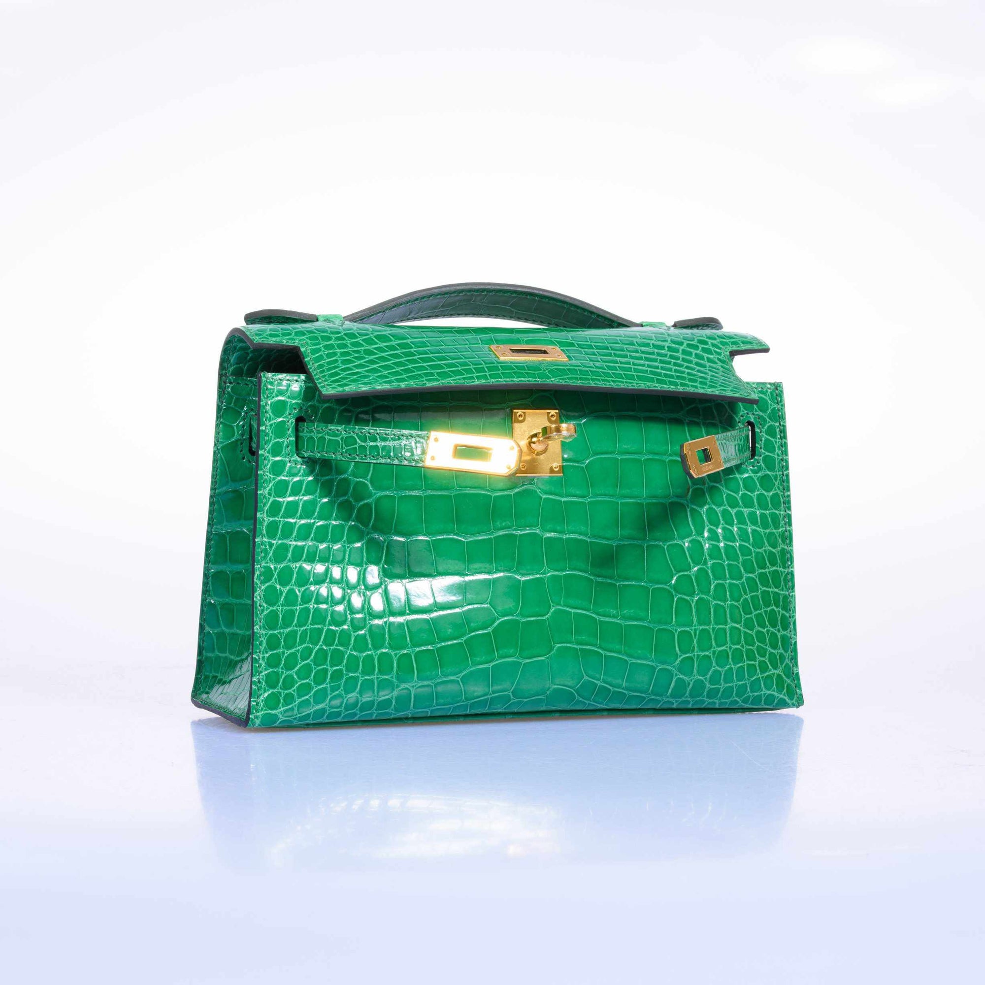 Hermès JPG Kelly Pochette Cactus Emerald Alligator Gold Hardware