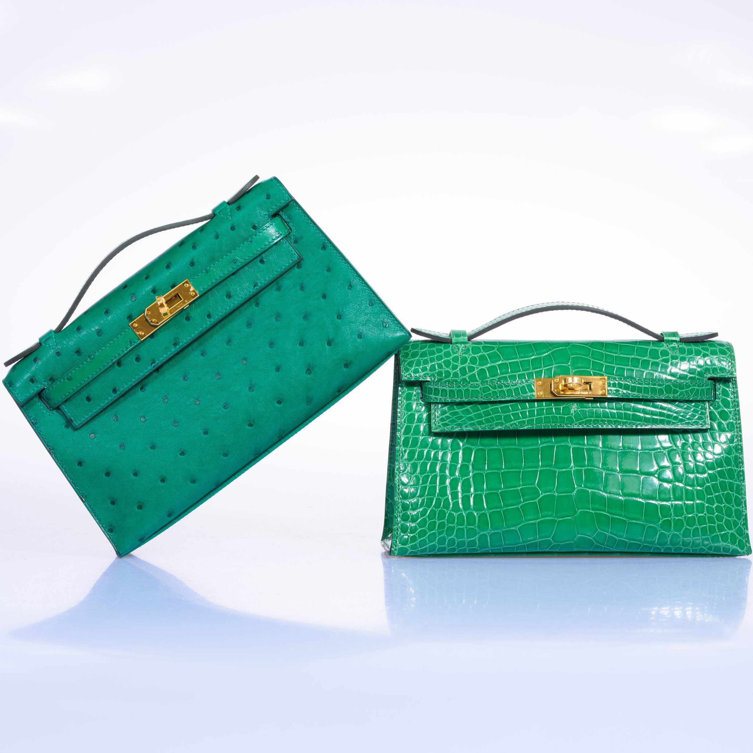 Hermès JPG Kelly Pochette Cactus Emerald Alligator Gold Hardware
