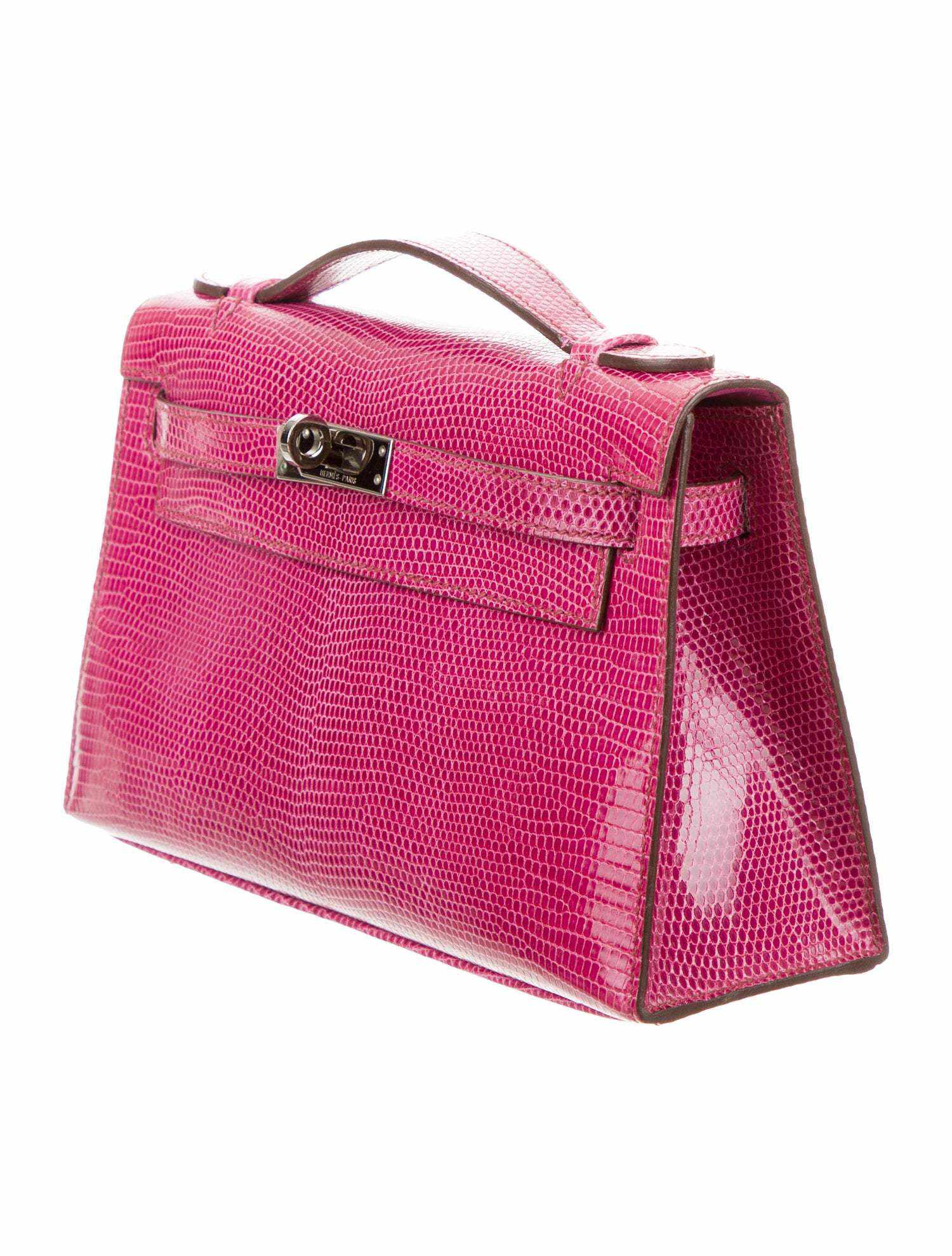 Hermès JPG Kelly Pochette Fuschia Lizard Niloticus Ruthenium Hardware