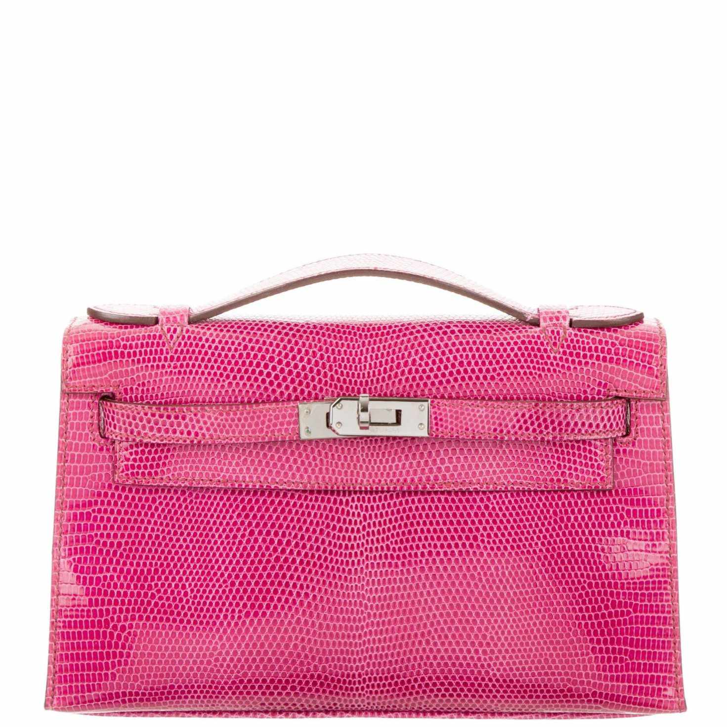 Hermès JPG Kelly Pochette Fuschia Lizard Niloticus Ruthenium Hardware